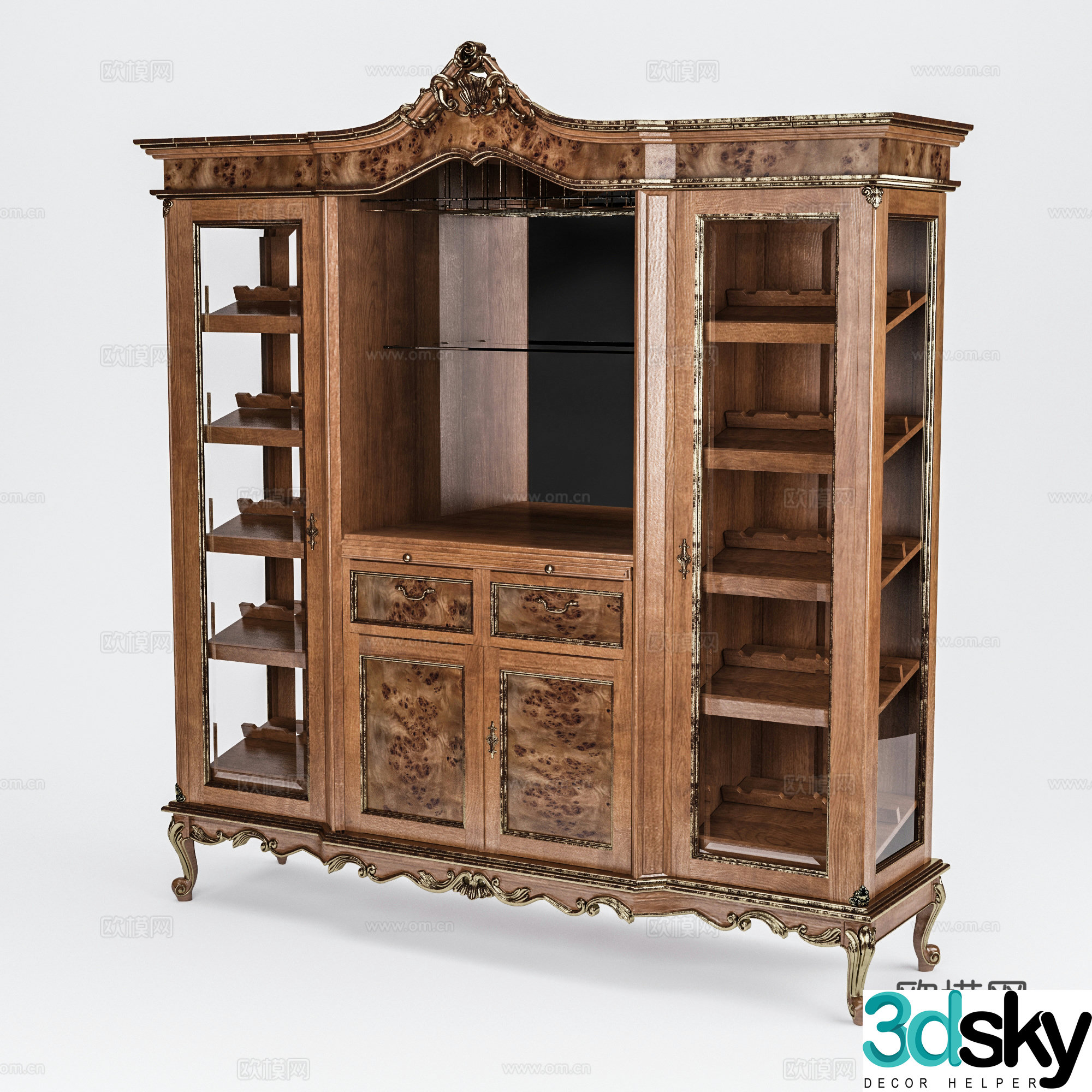 European style storage cabinet decorative cabinet side cabinet entrance cabinet 3D model