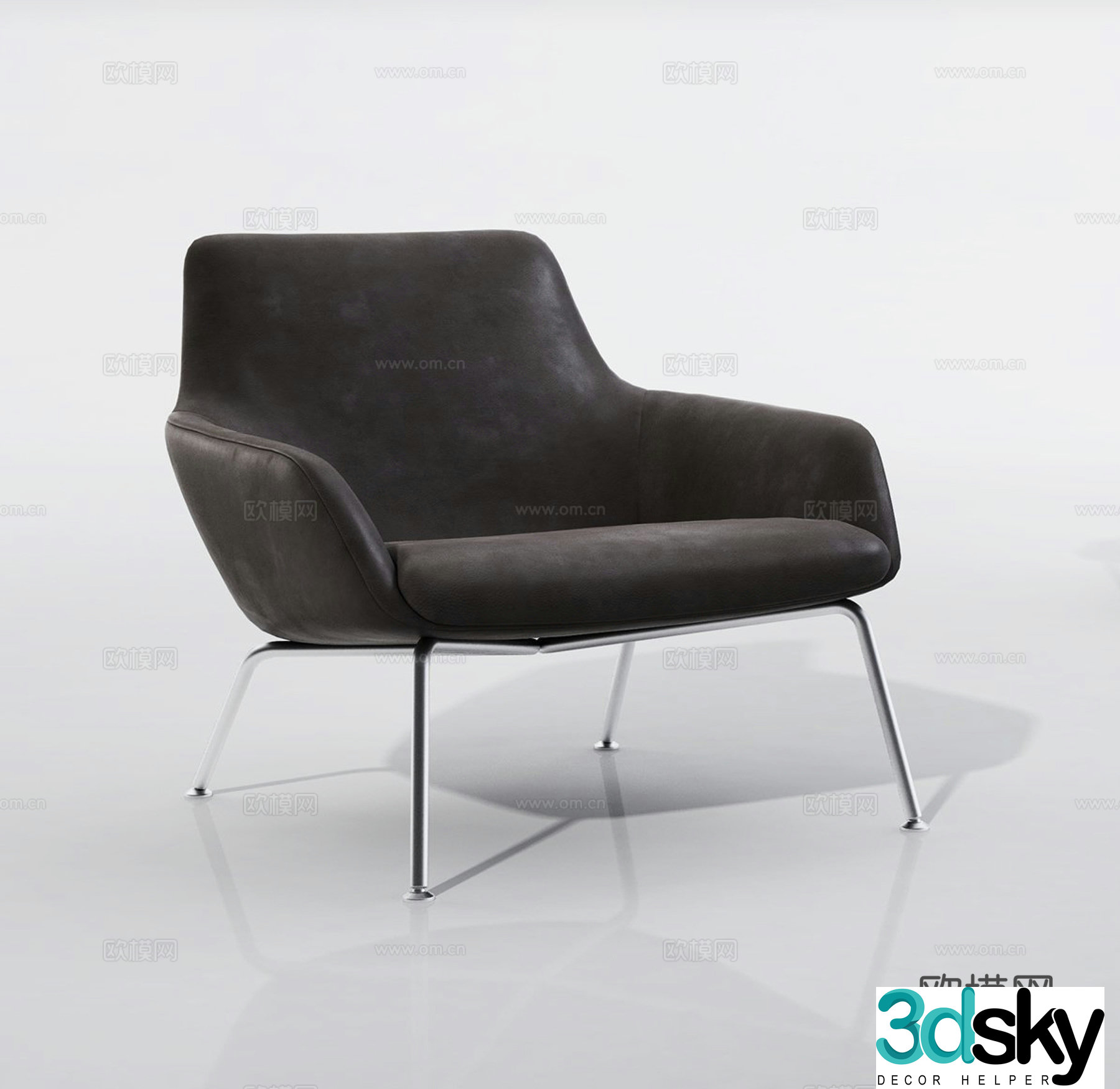 Nordic single chair dining chair leisure chair 3d model