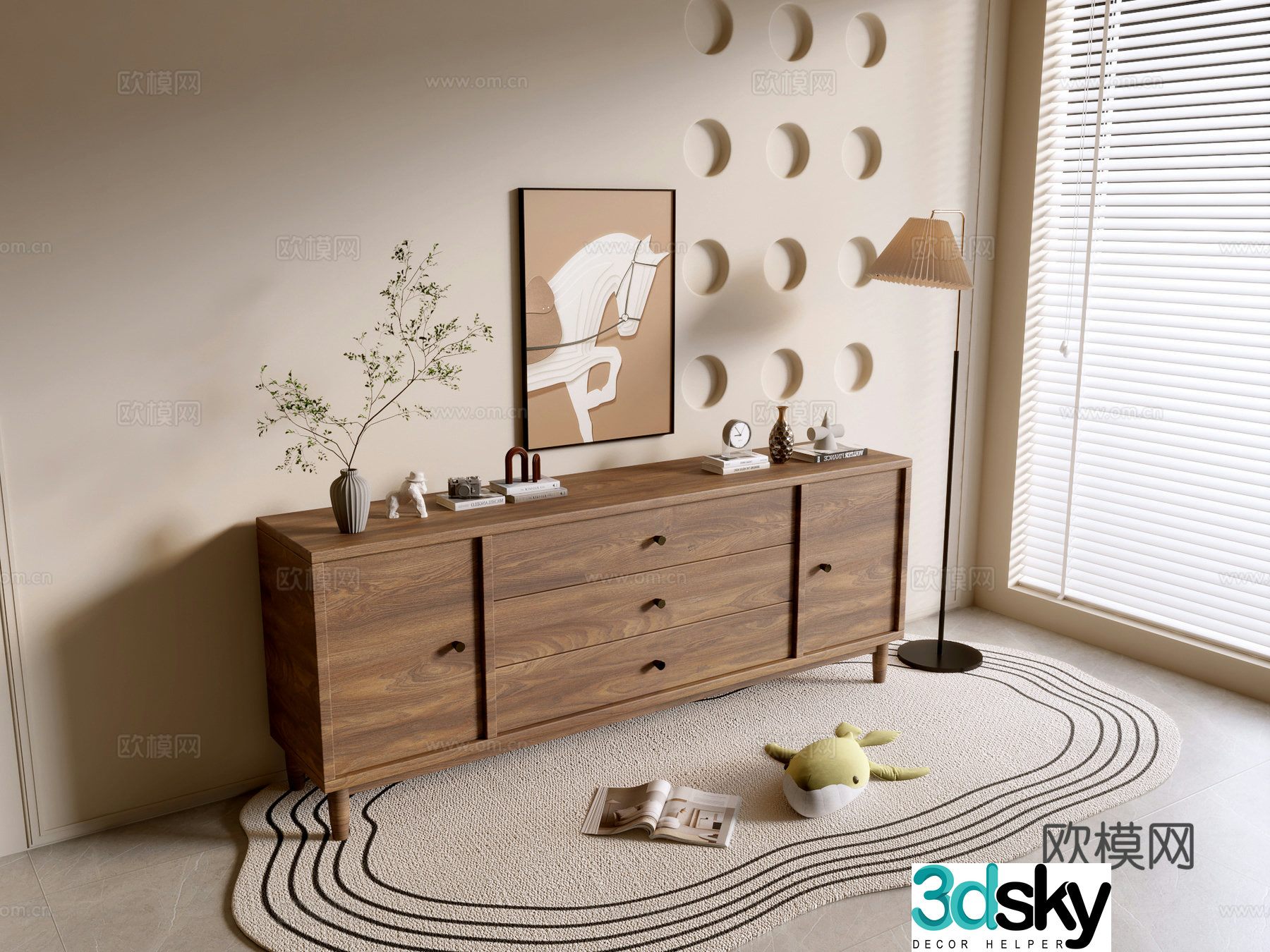 Modern wood grain cabinet ins wind minimalist wind cabinet whole cabinet sideboard balcony cabinet storage 3D model