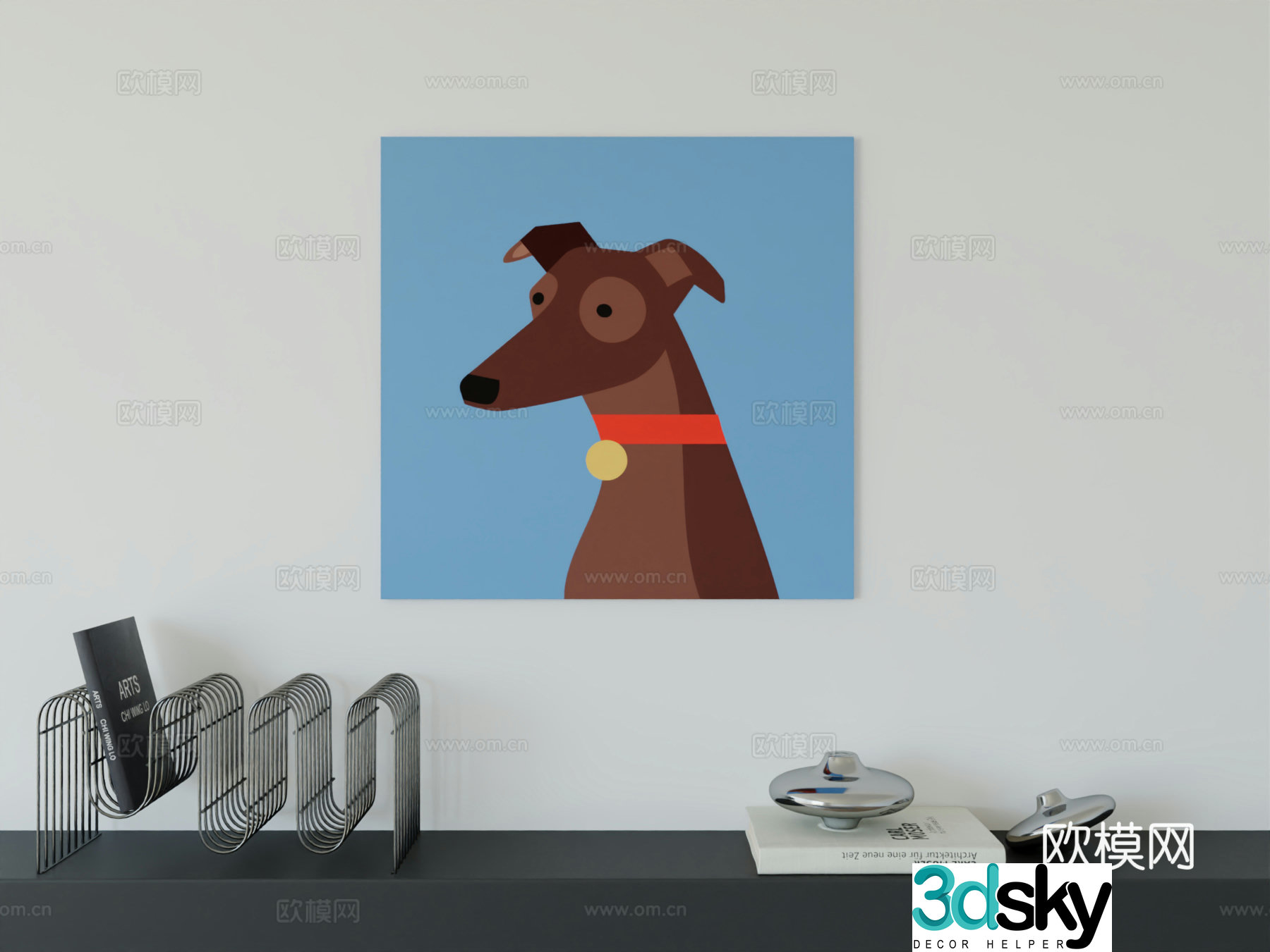 Modern minimalist cute cartoon character boy room girl room hanging painting 3d model