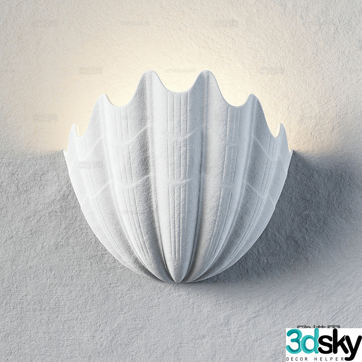 New Chinese shell decorative wall lamp 3D model