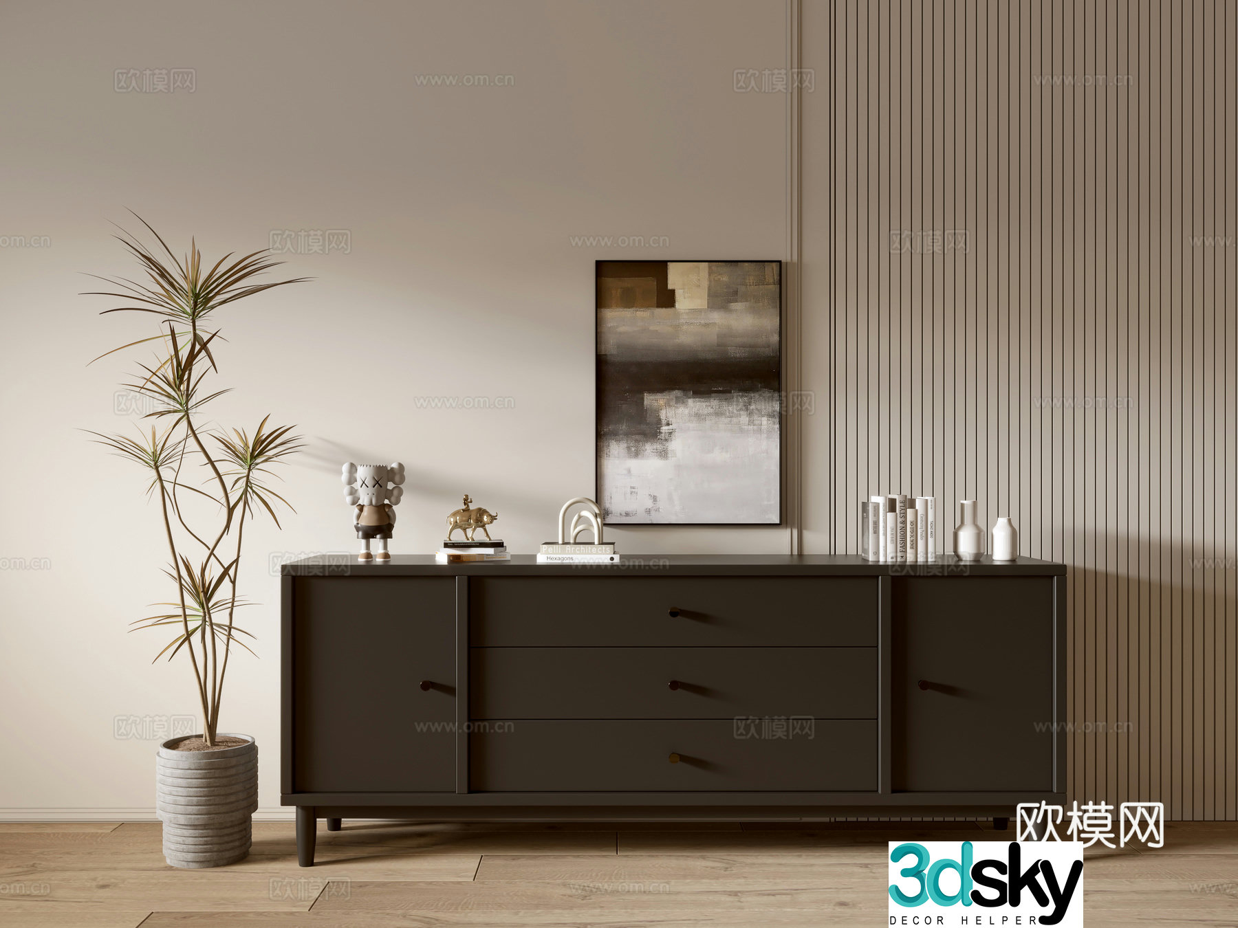 Modern black cabinet ins wind side cabinet chest cabinet low cabinet whole cabinet dining side cabinet balcony cabinet 3d model