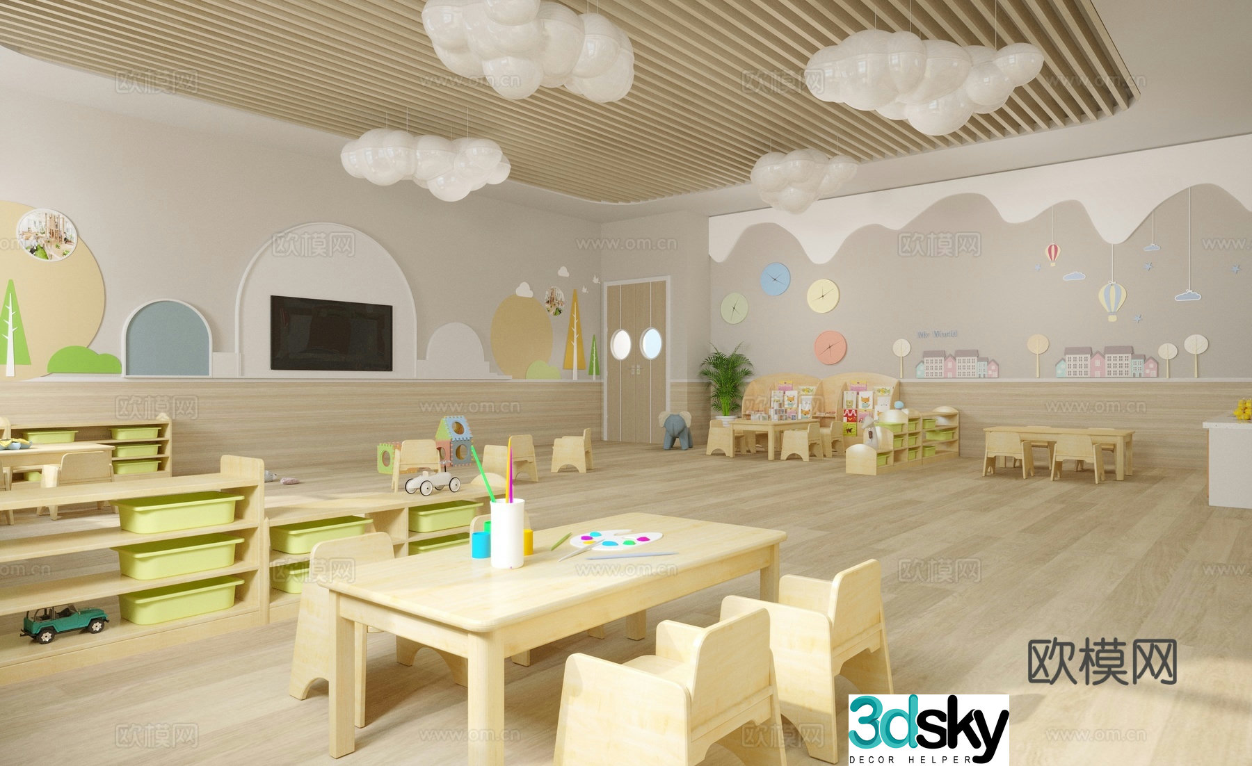 Early education kindergarten children’s classroom children’s classroom teaching and training 3D model