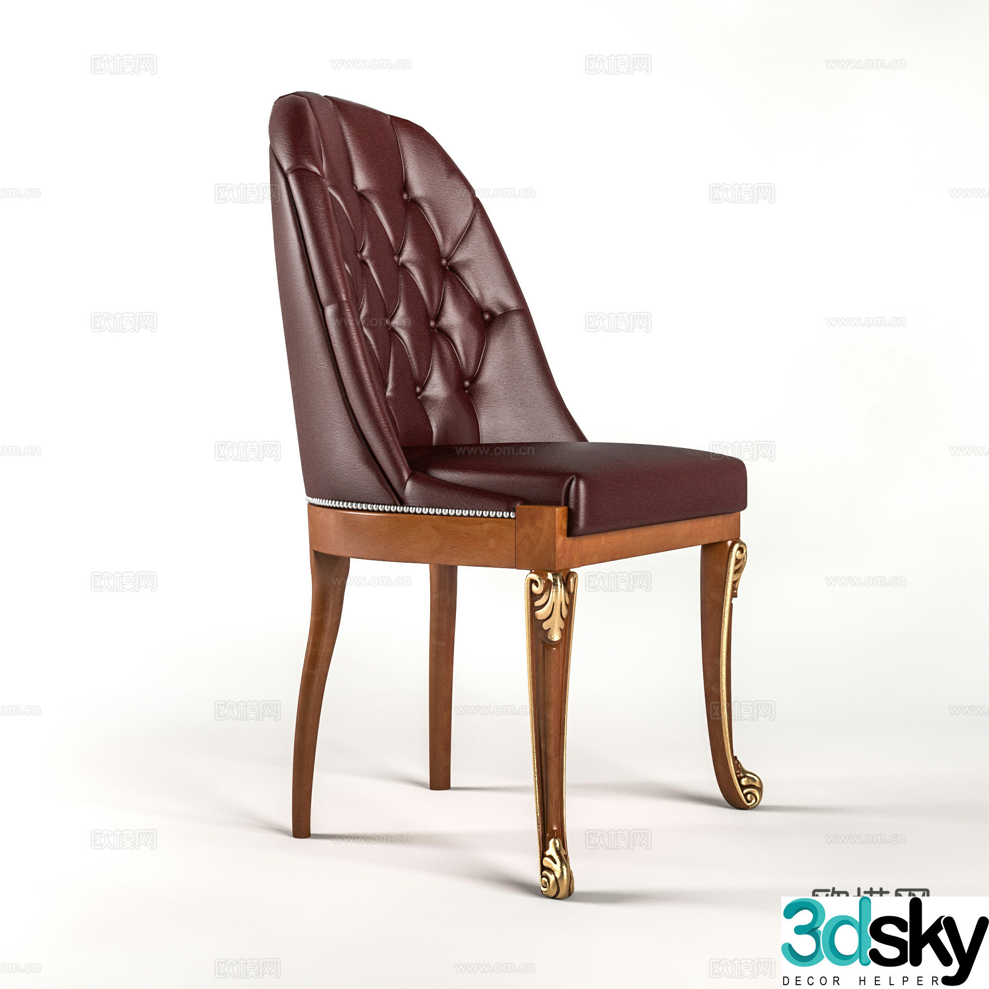 European casual chair single chair leather chair book chair dining chair 3D model