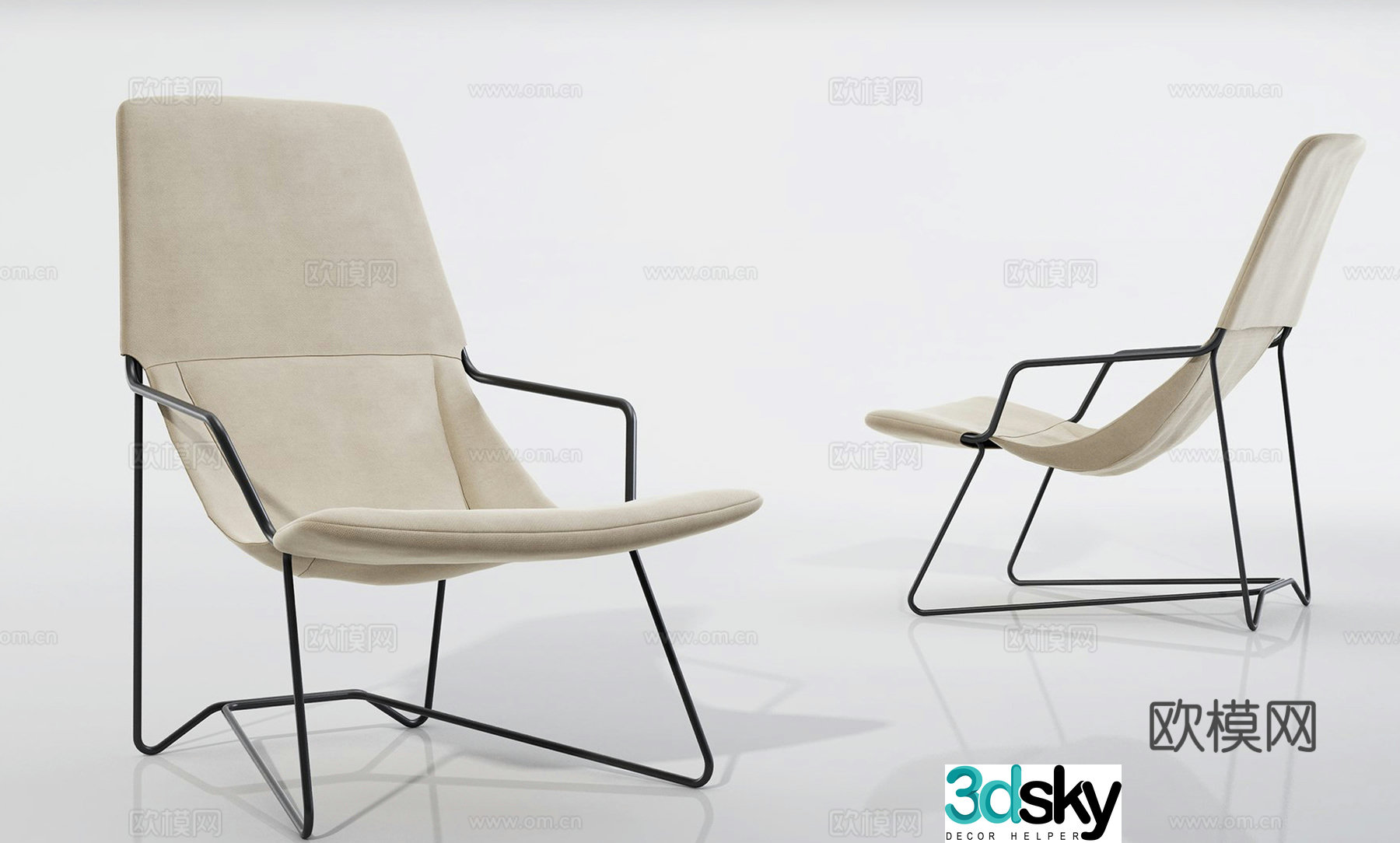 Modern minimalist lounge chair cloth chair outdoor lounge chair 3d model