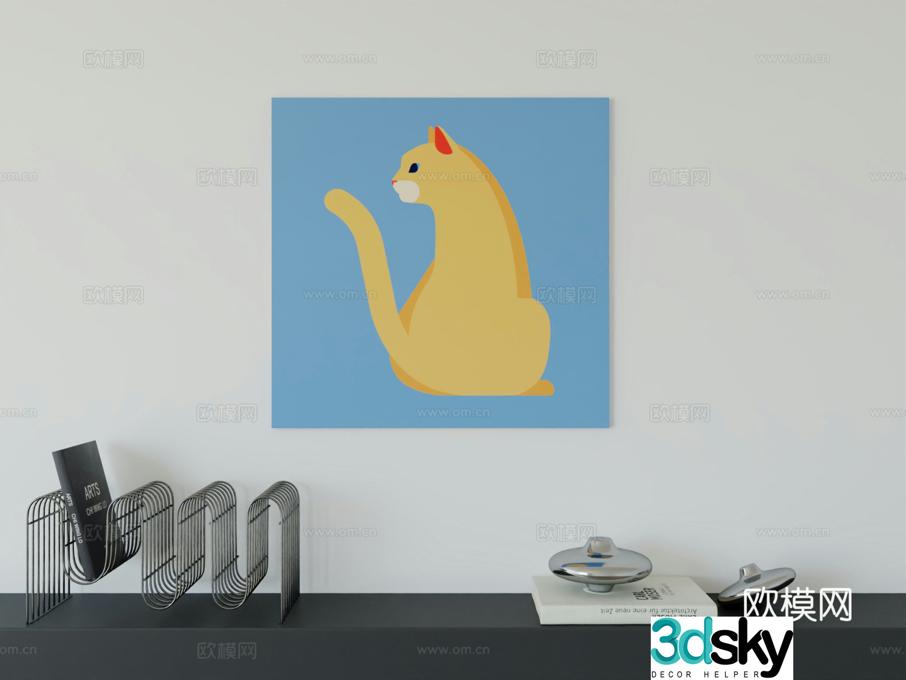 Modern minimalist cute cartoon character boy room girl room hanging painting 3d model