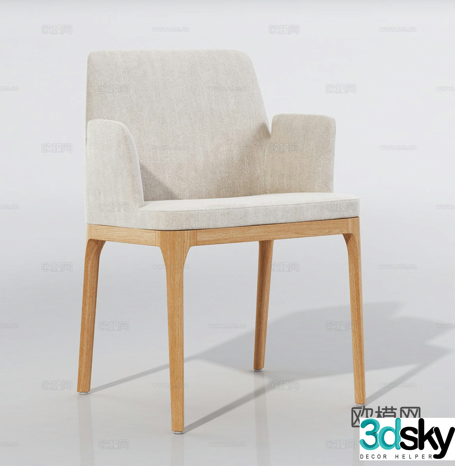Nordic armchair single chair dining chair 3d model