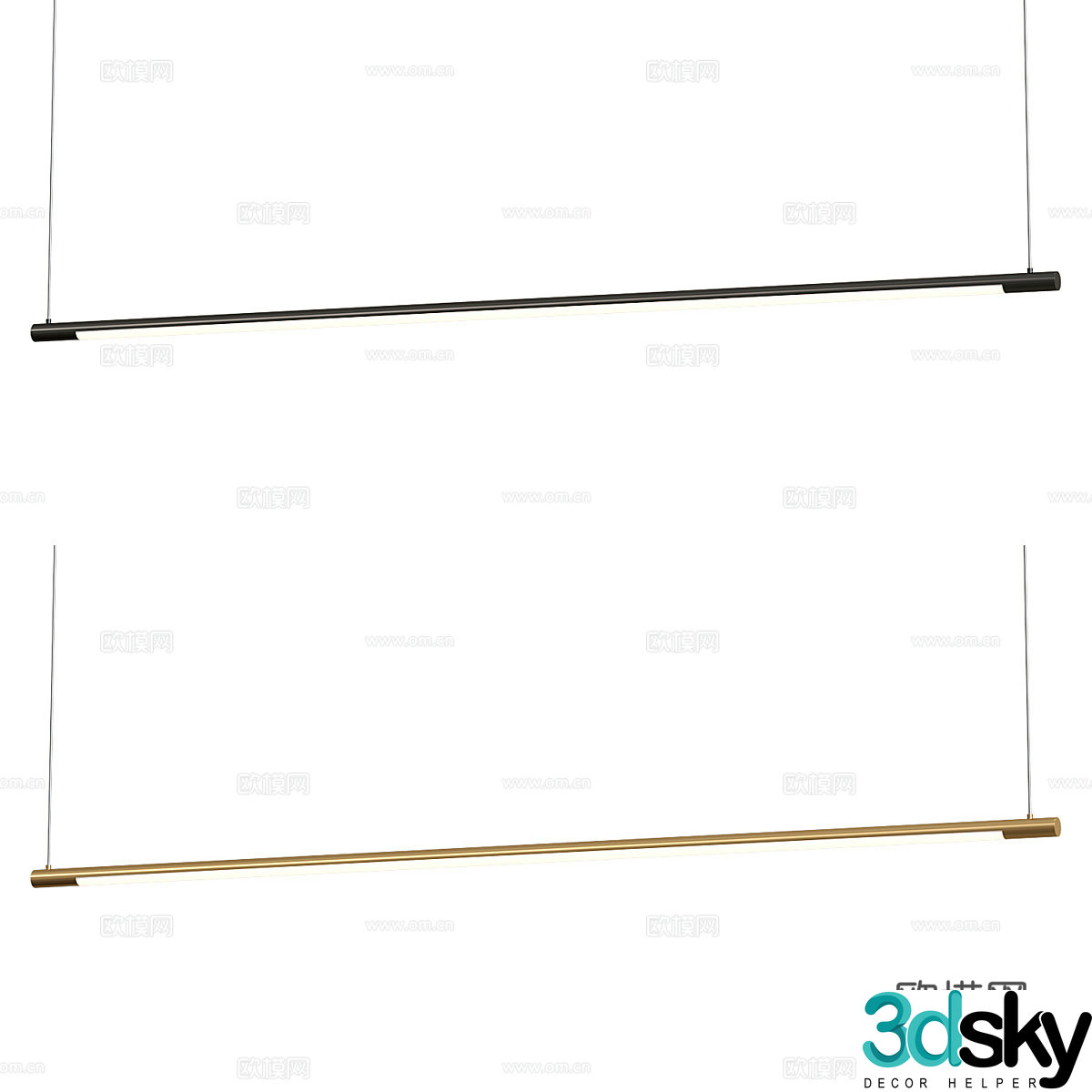 Modern light luxury minimalist linear decorative chandelier 3d model
