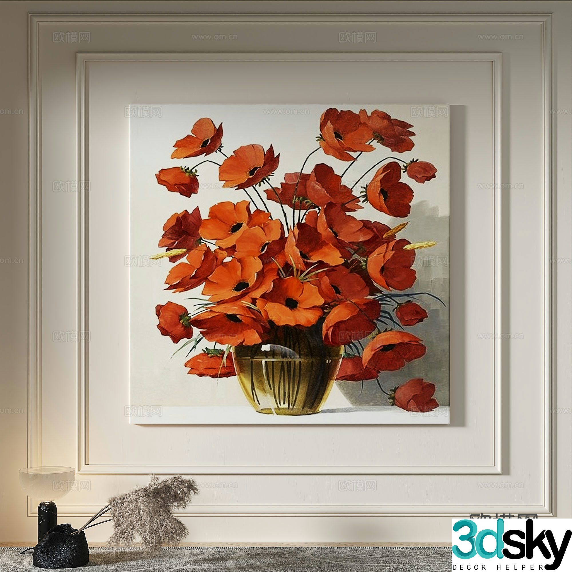 Modern creamy style simple texture abstract light luxury wasabi three-dimensional decorative painting 3d model
