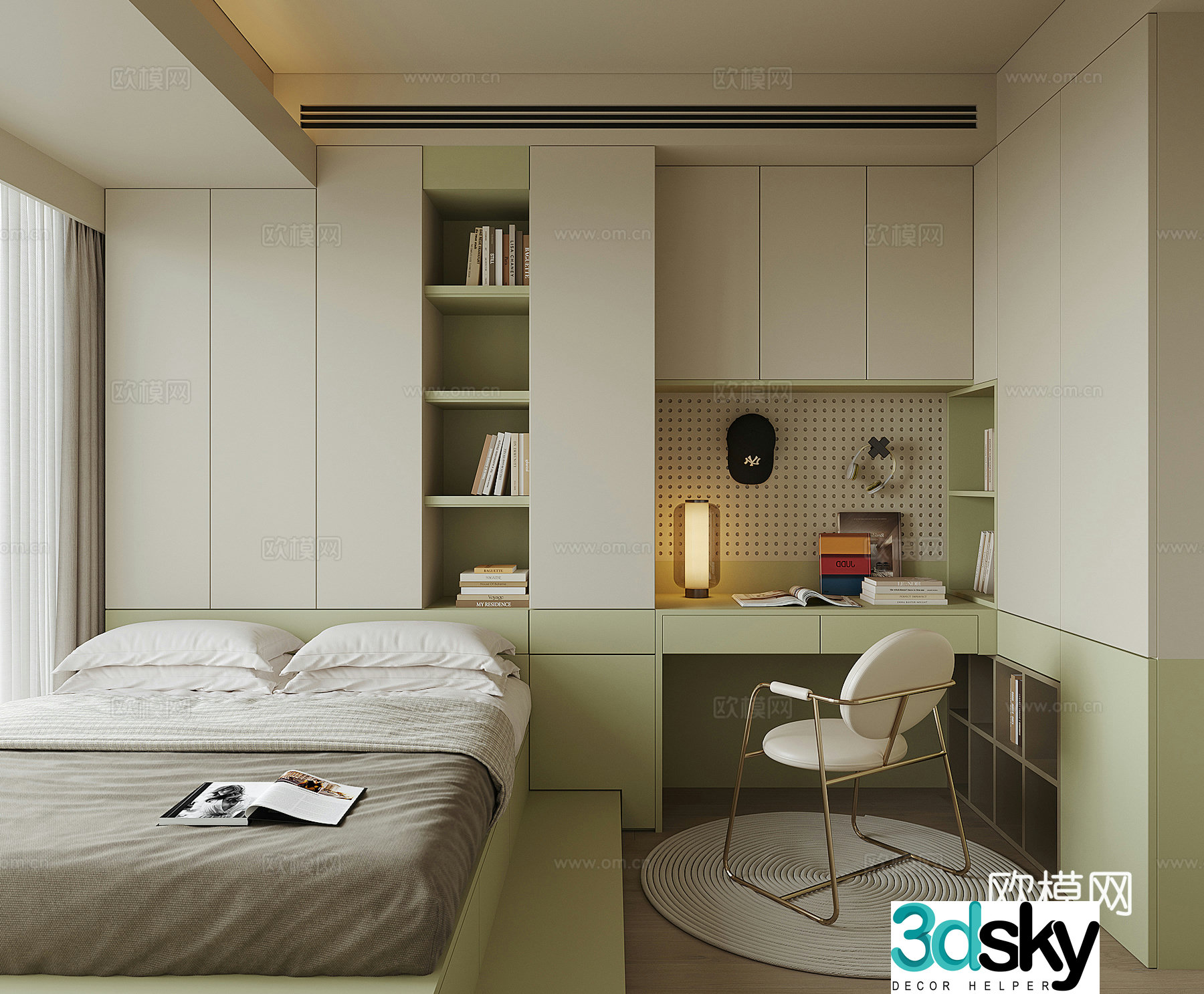 Modern tatami bedroom 3d model