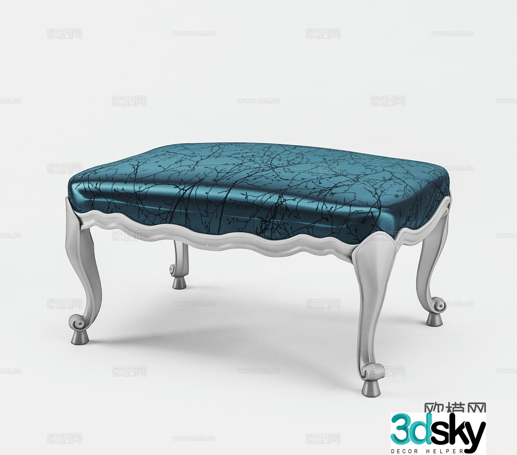 European style pouf stool shoe change stool 3d model