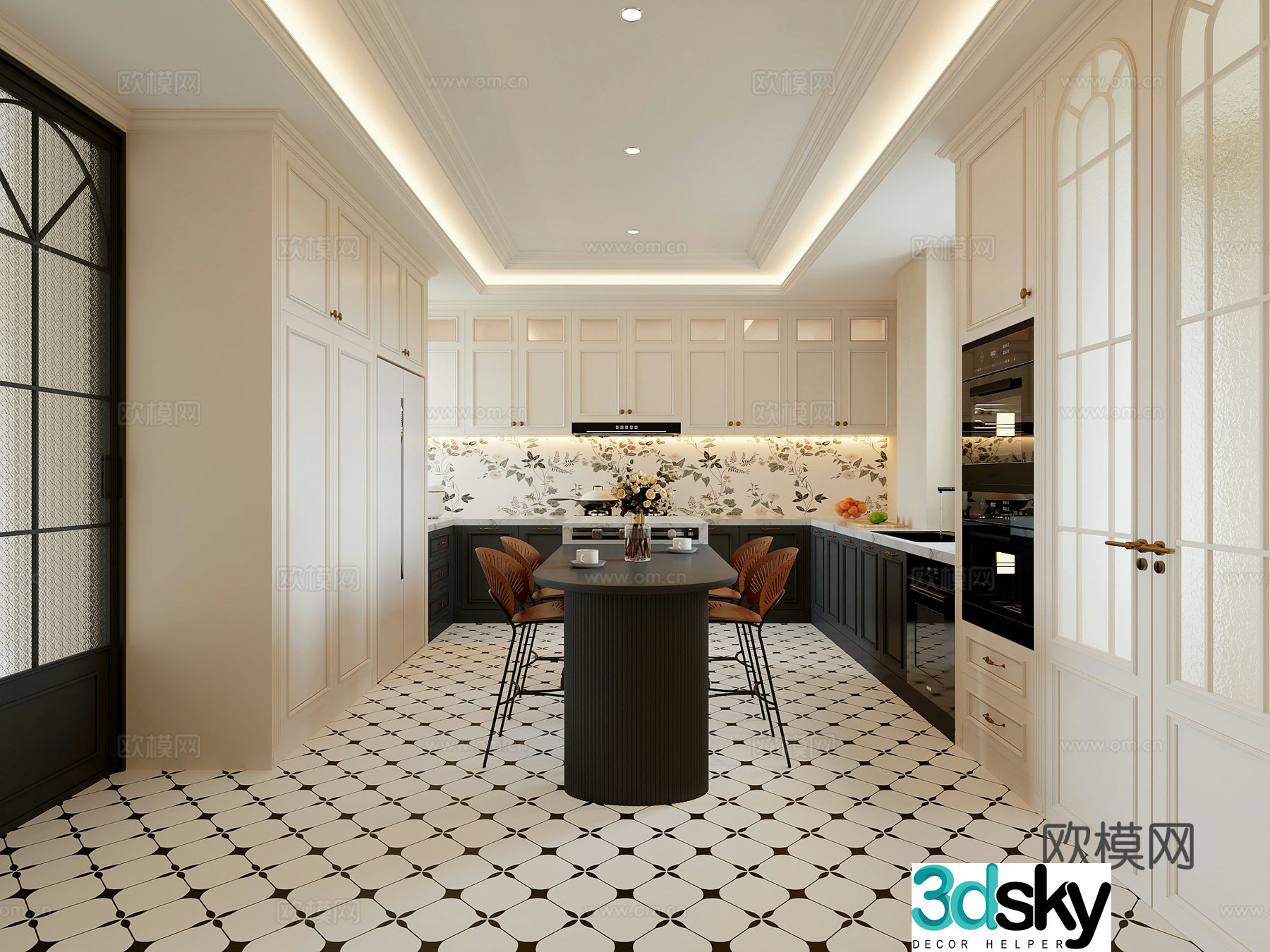 French kitchen French bar French door 3D model