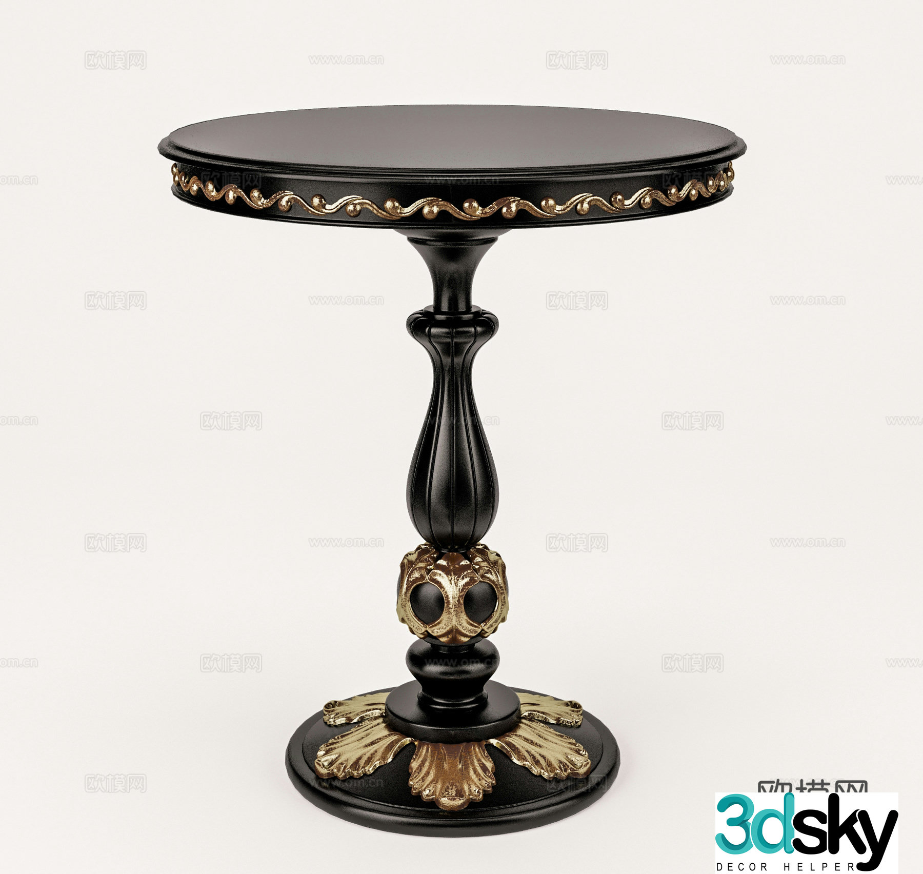 European coffee table retro round table 3D model