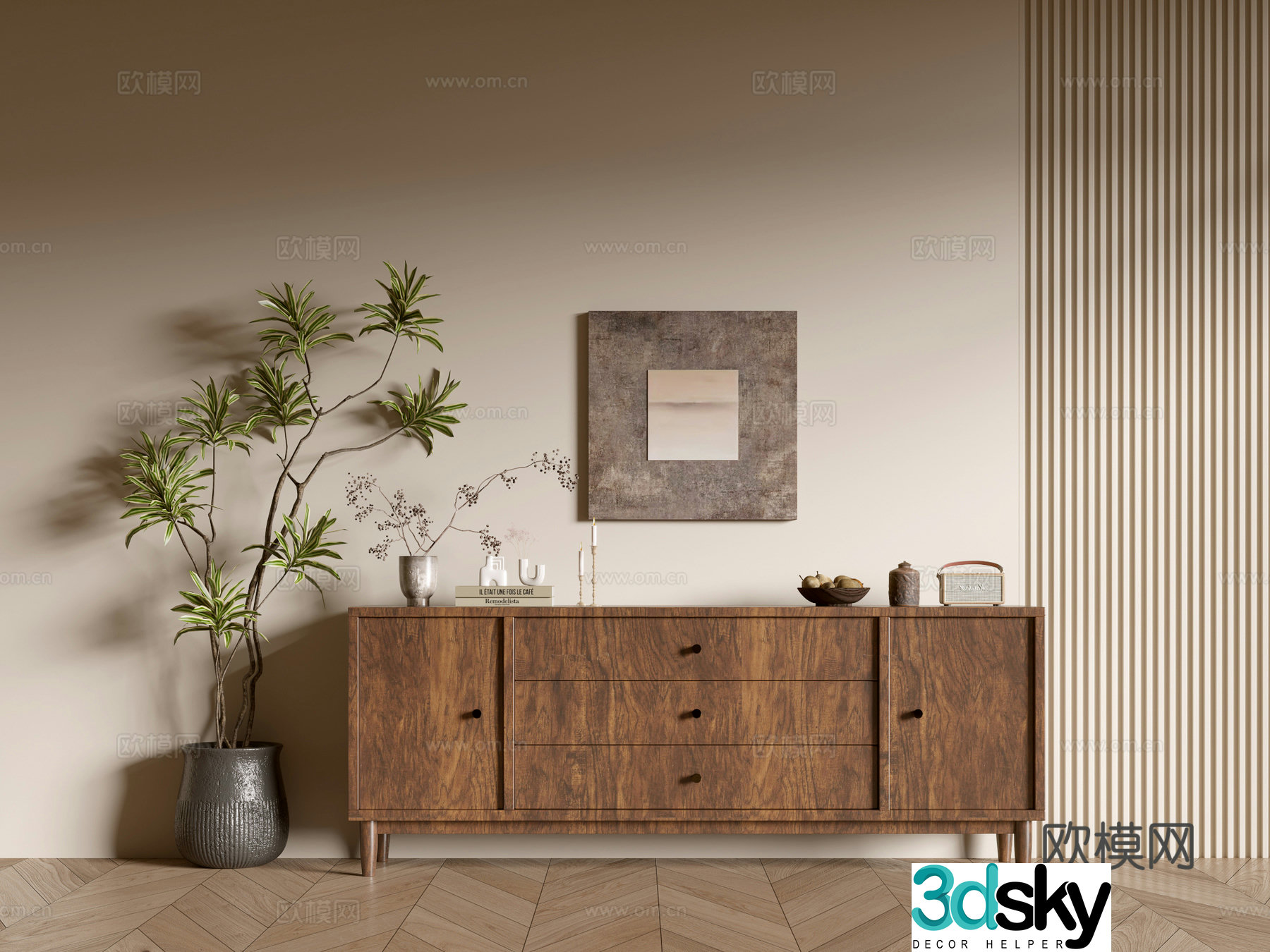 Modern wood grain cabinet ins wind minimalist wind cabinet whole cabinet sideboard balcony cabinet storage 3D model