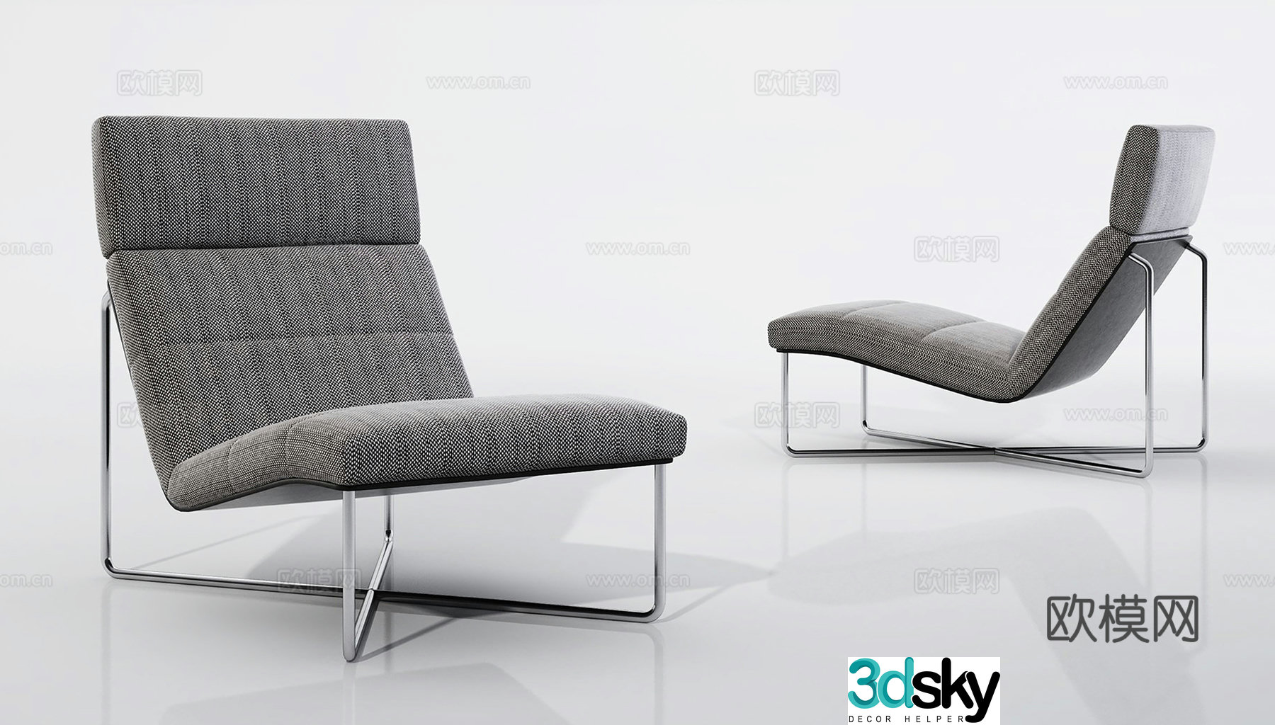 Modern minimalist lounge chair cloth chair indoor lounge chair 3d model
