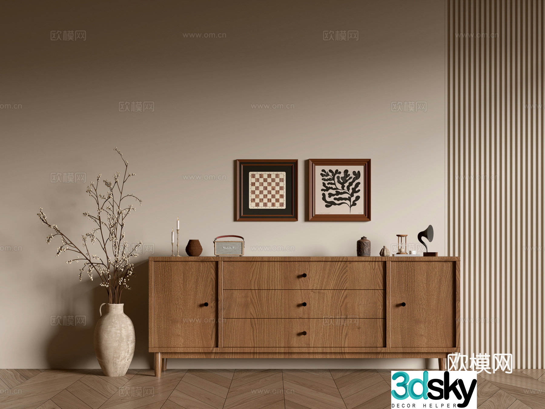 Modern wood grain cabinet ins wind minimalist wind cabinet whole cabinet sideboard balcony cabinet storage 3D model