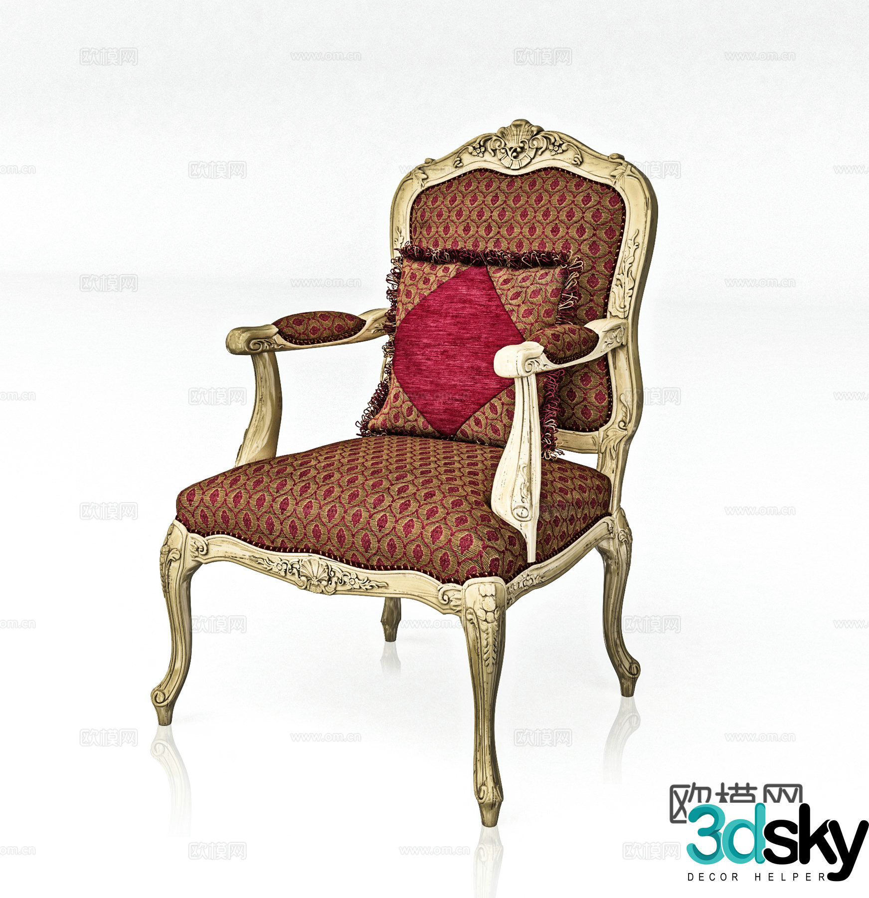 French casual chair single chair cloth chair book chair dining chair 3d model