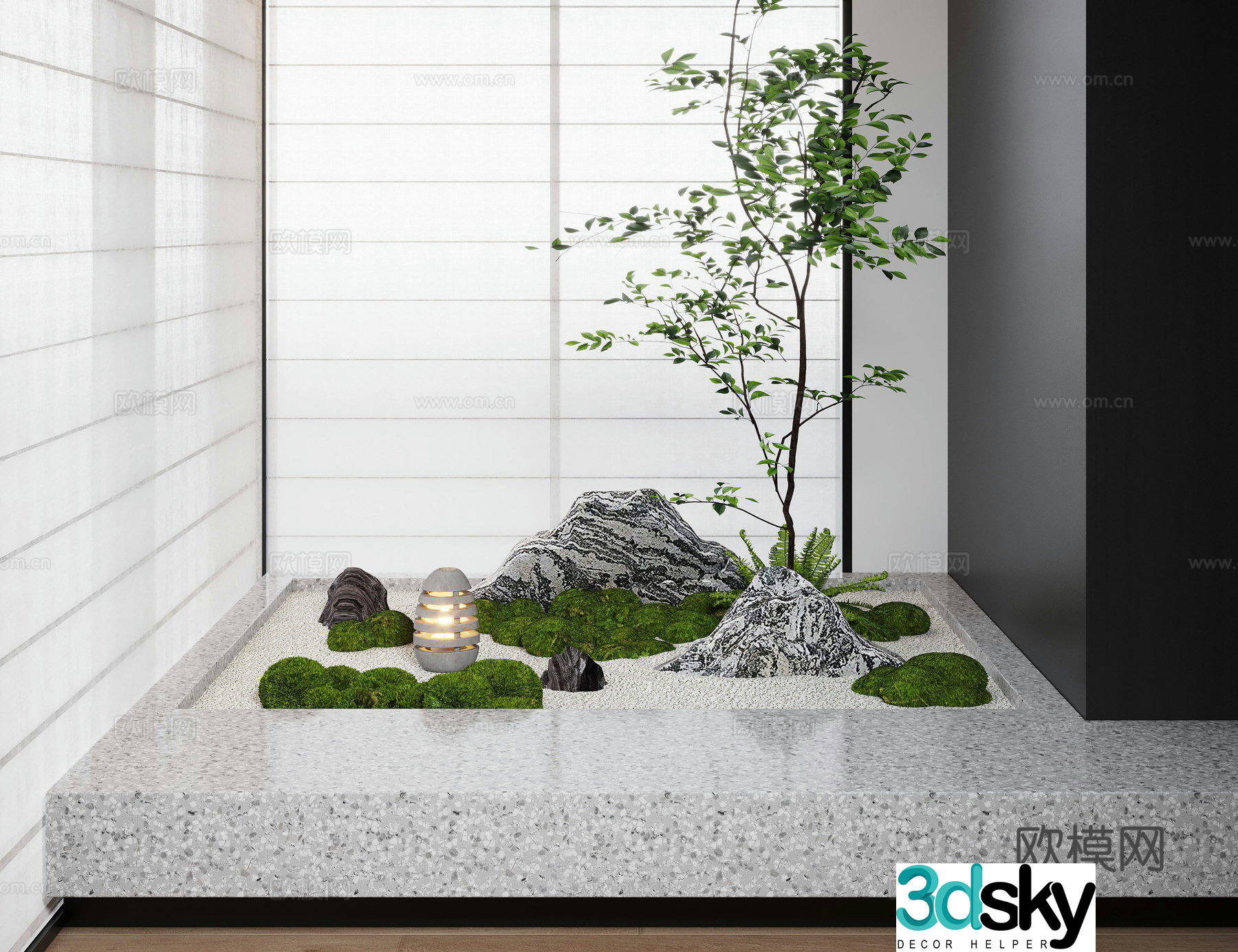 Modern interior landscape landscaping moss landscape landscape sketch landscape stone 3d model