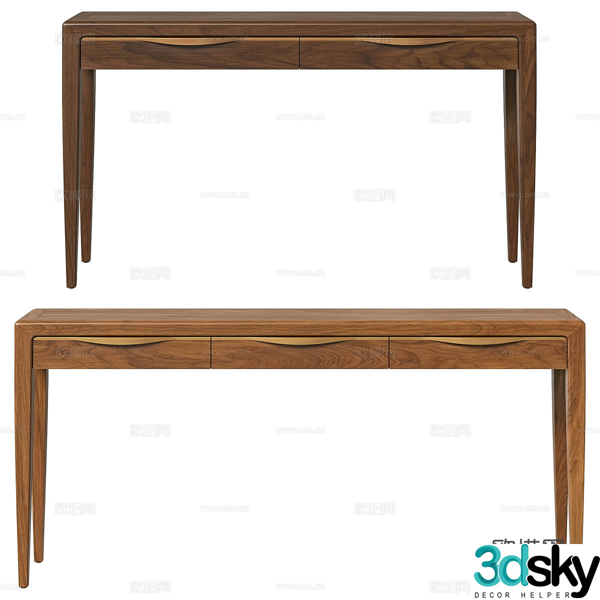 Modern Italian light luxury wooden end viewing platform entrance table 3D model