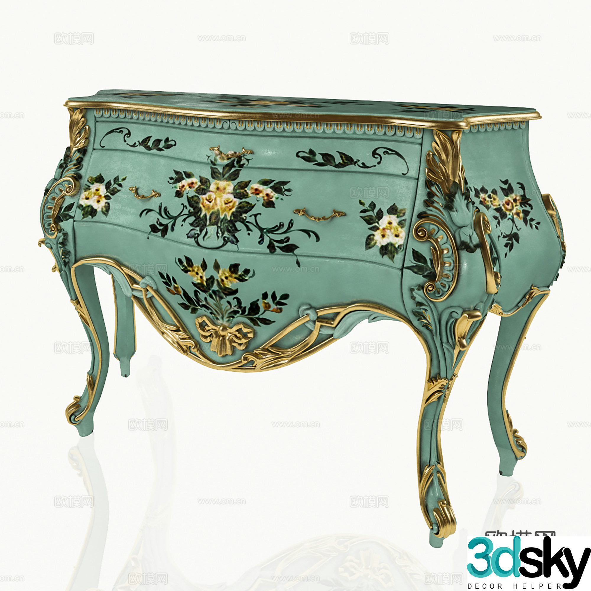 European style entrance table bedside table side corner table 3D model
