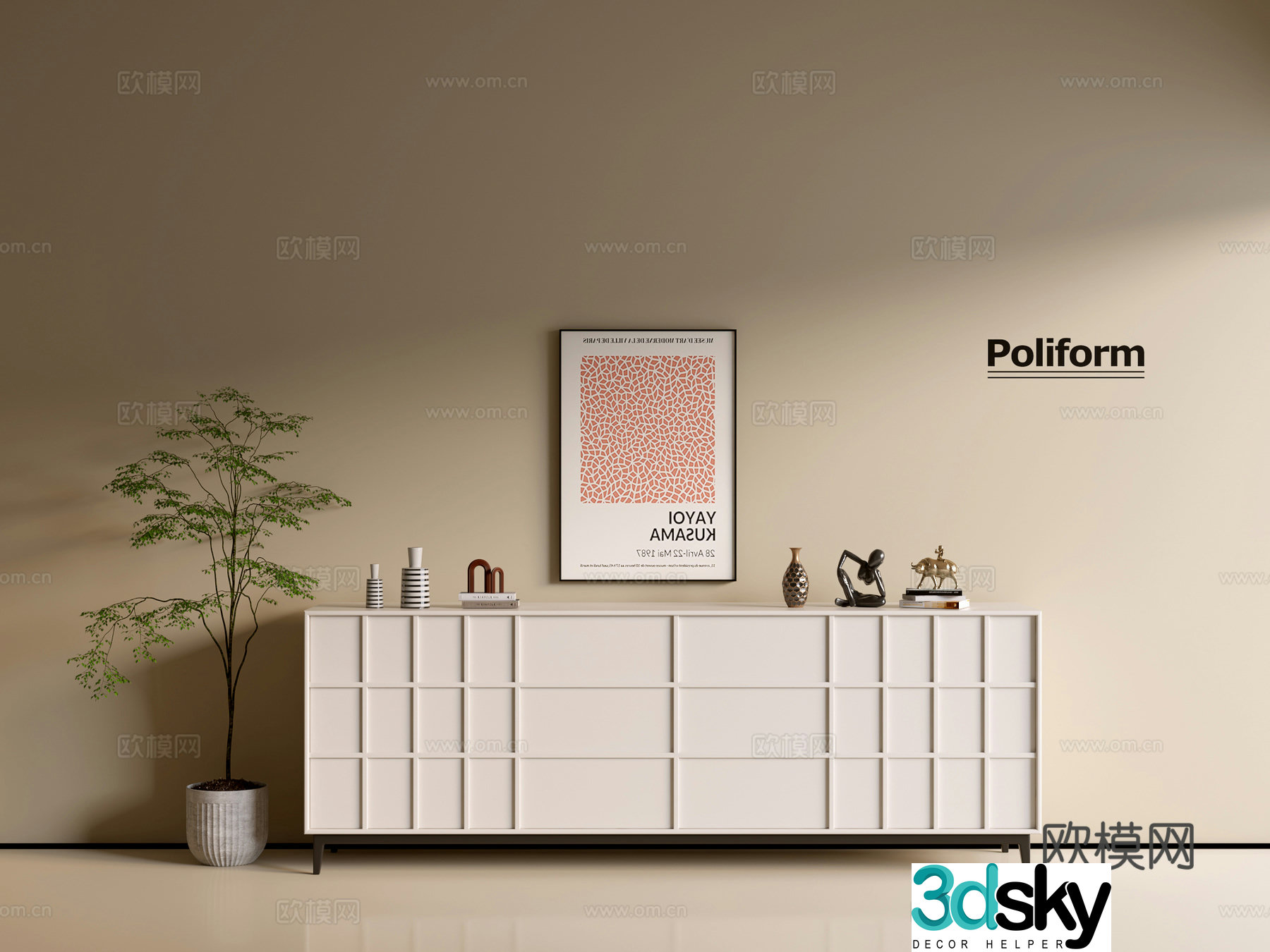 Modern cream wind chest of cabinet ins wind minimalist wind cabinet whole cabinet sideboard balcony cabinet 3d model
