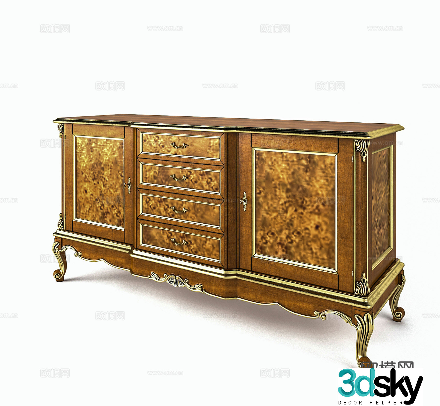 European style storage cabinet decorative cabinet side cabinet entrance cabinet 3D model
