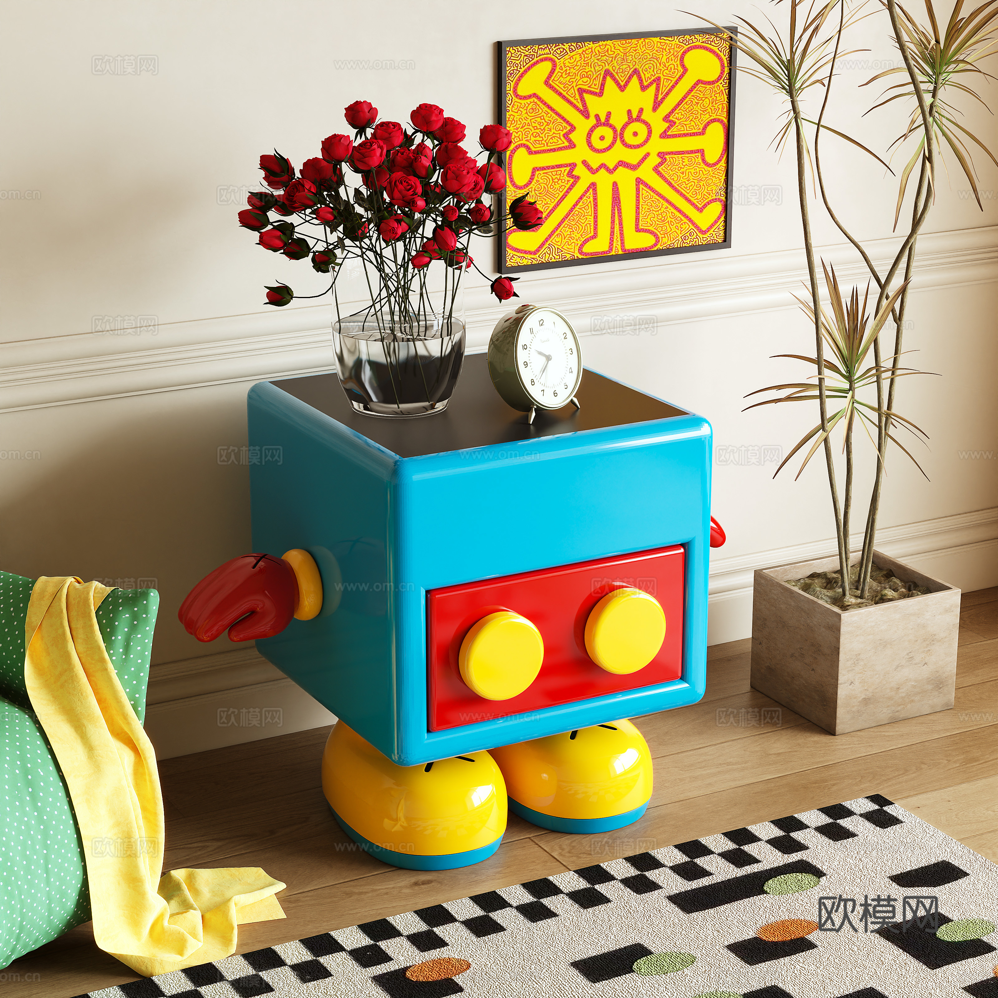 Modern bedside table dopamine 3d model