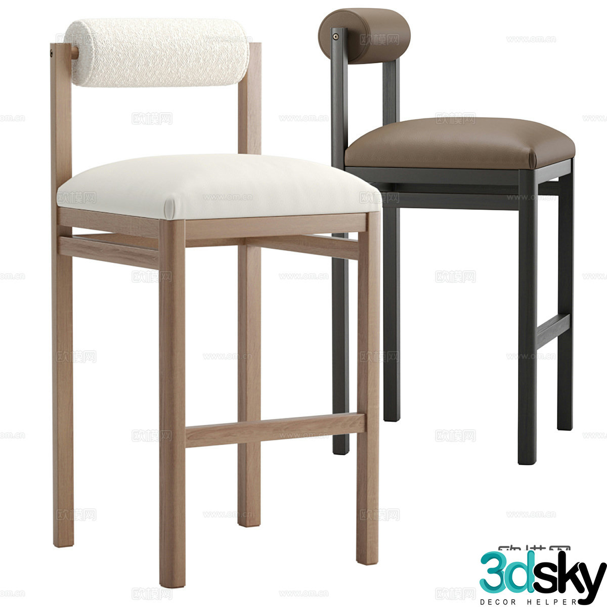 New Chinese style bar chair 3D model