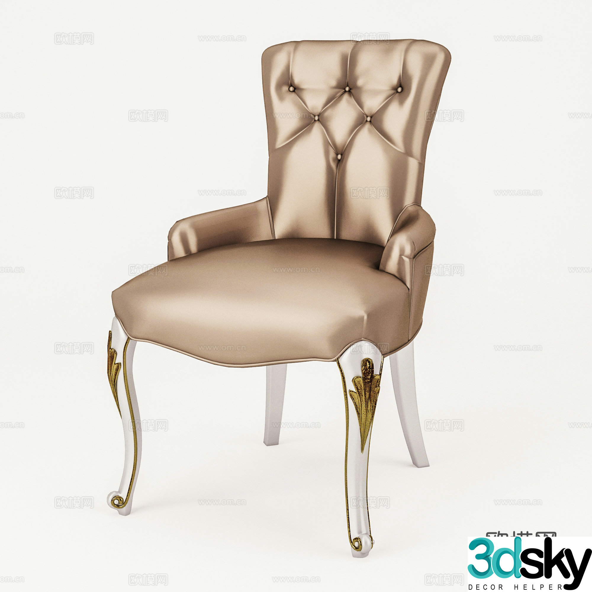 American single chair casual chair dining chair book chair leather chair 3d model
