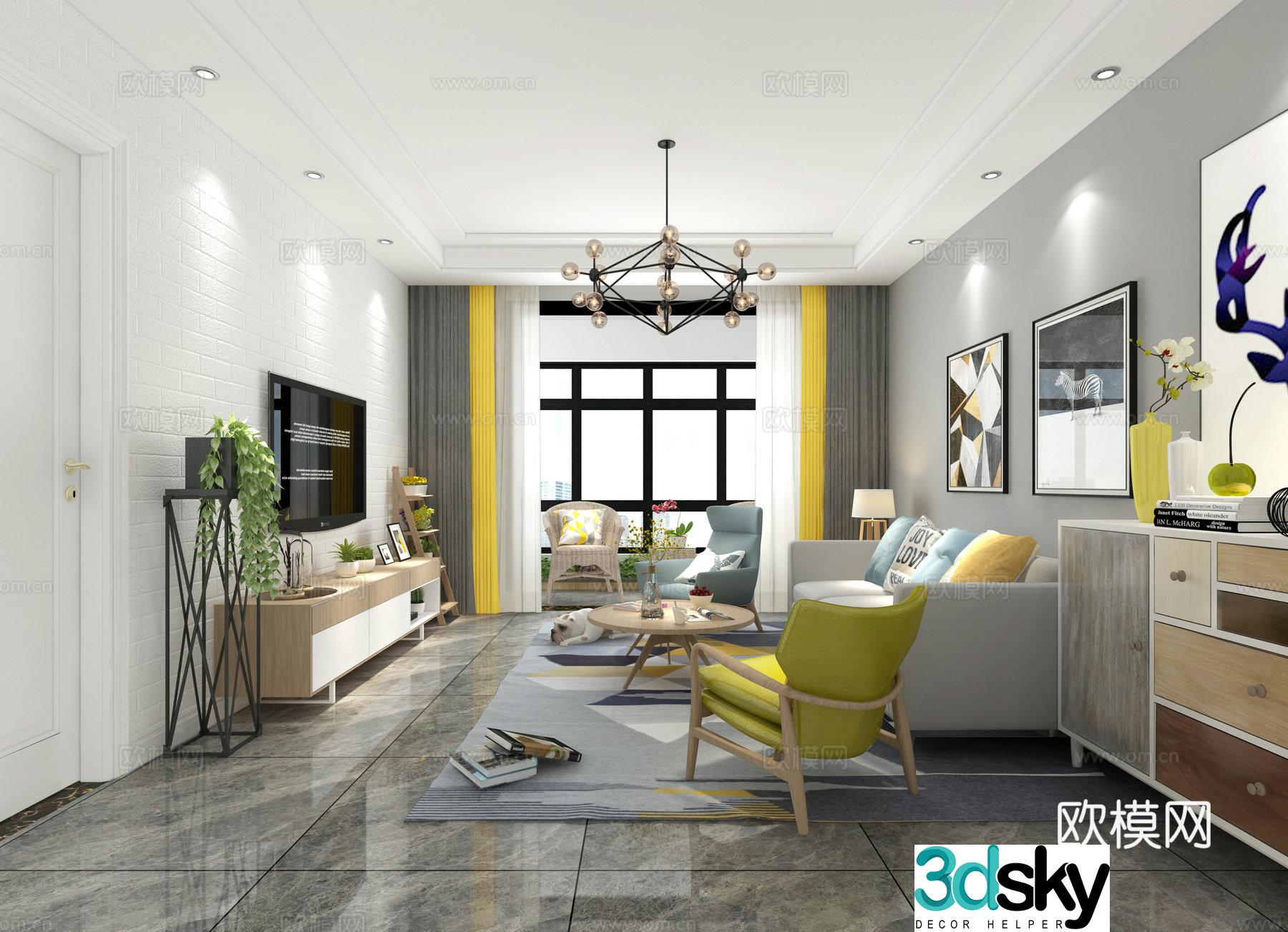 Nordic decoration space items 3d model