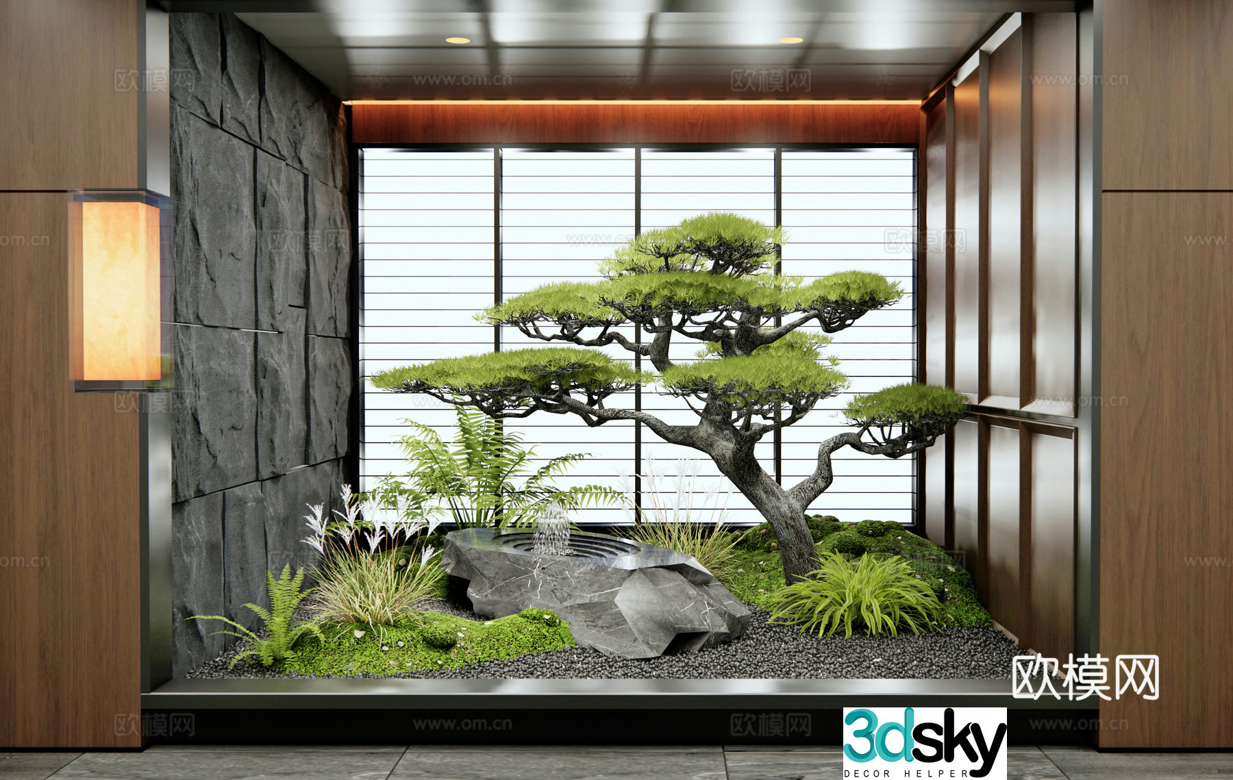 New Chinese interior landscape plant landscaping water bowl waterscape moss pine pine pine 3D model