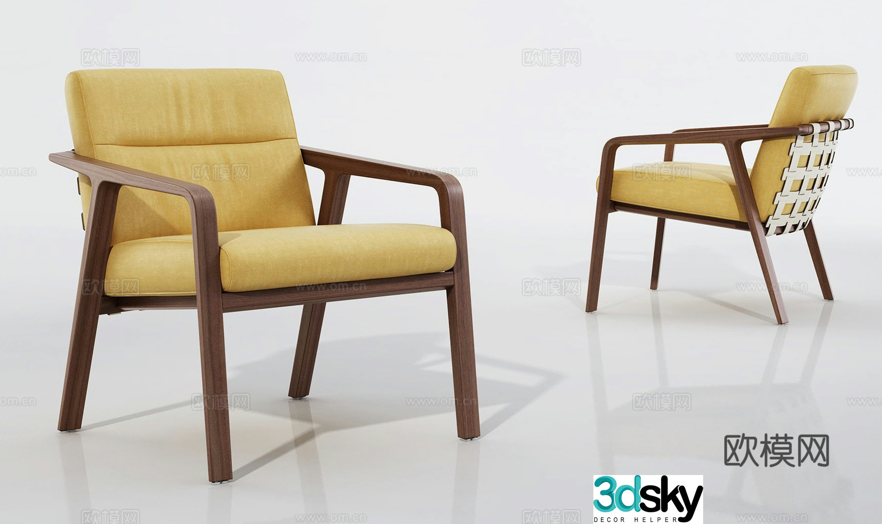 Modern light luxury leisure chair single chair cloth chair book chair dining chair 3d model