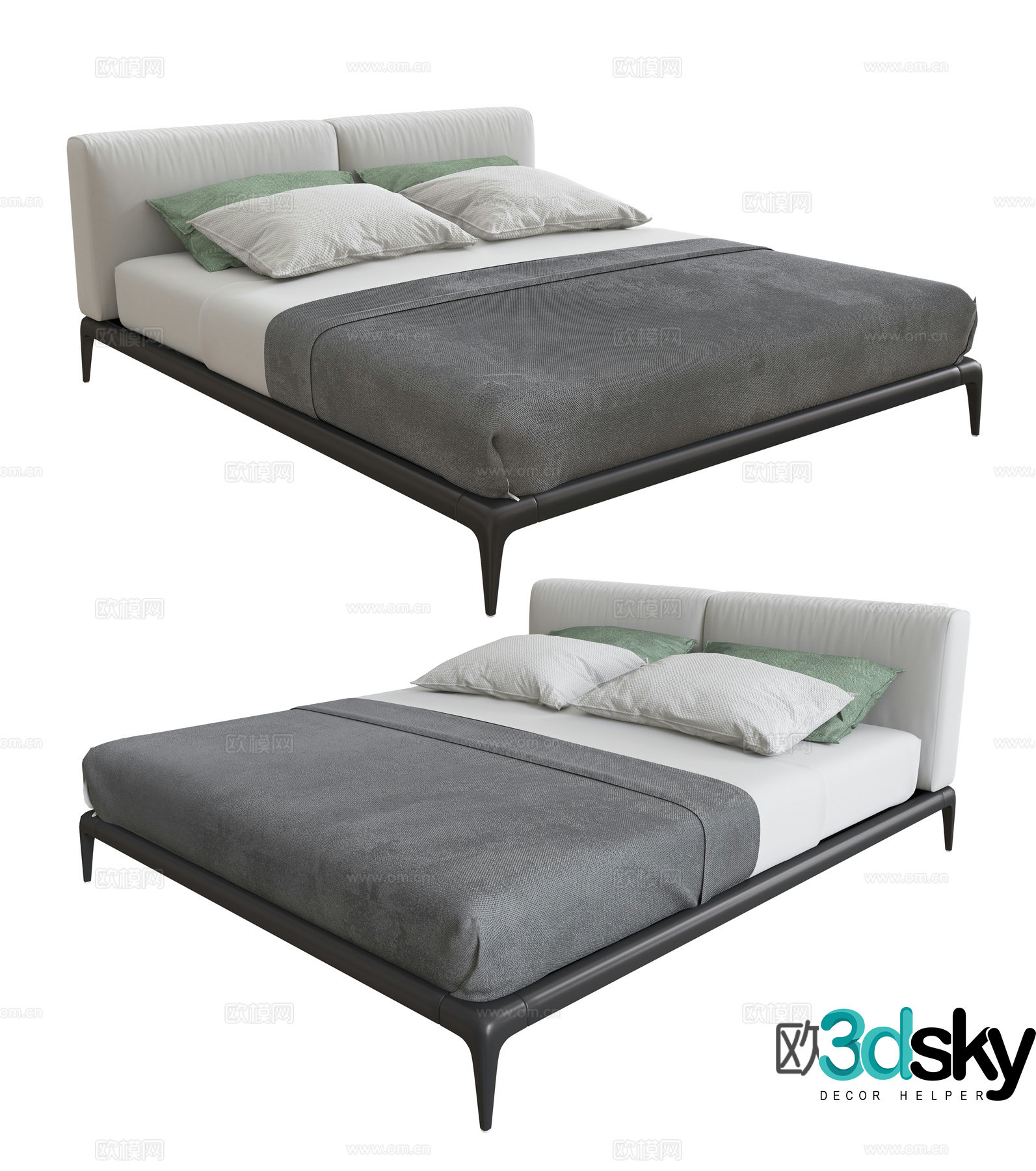 Modern double bed 3d model