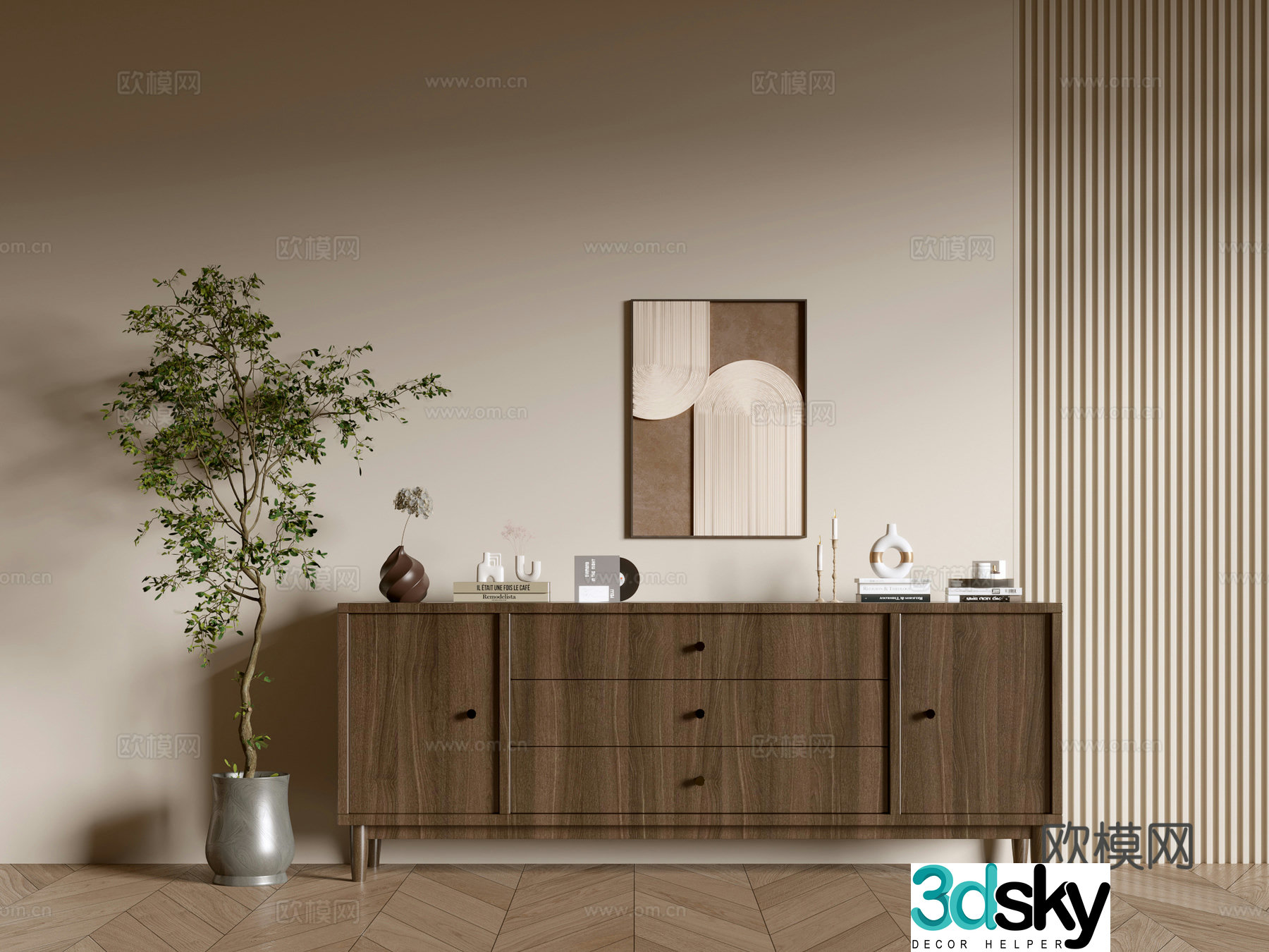 Modern wood grain cabinet ins wind minimalist wind cabinet whole cabinet sideboard balcony cabinet storage 3D model