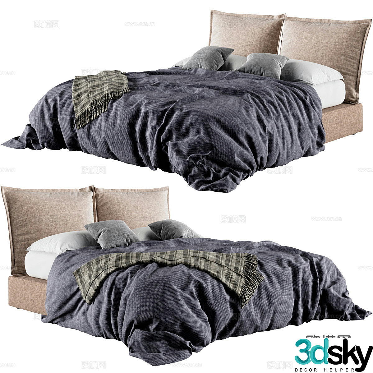 Double bed 3d model