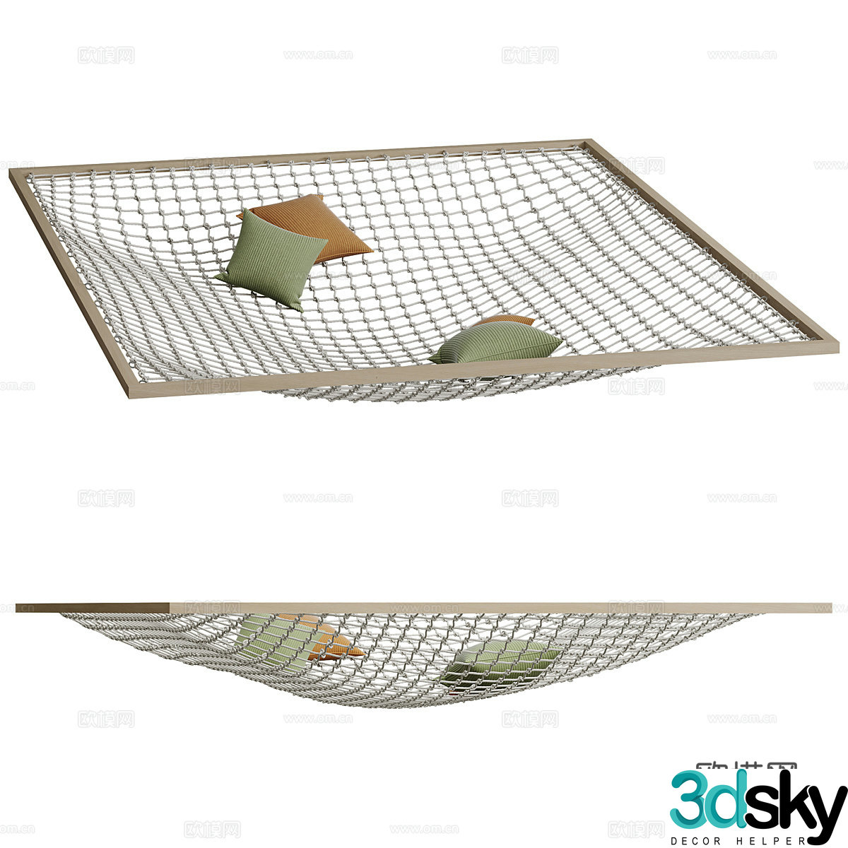 Modern creamy hammock hammock hanging net 3d model