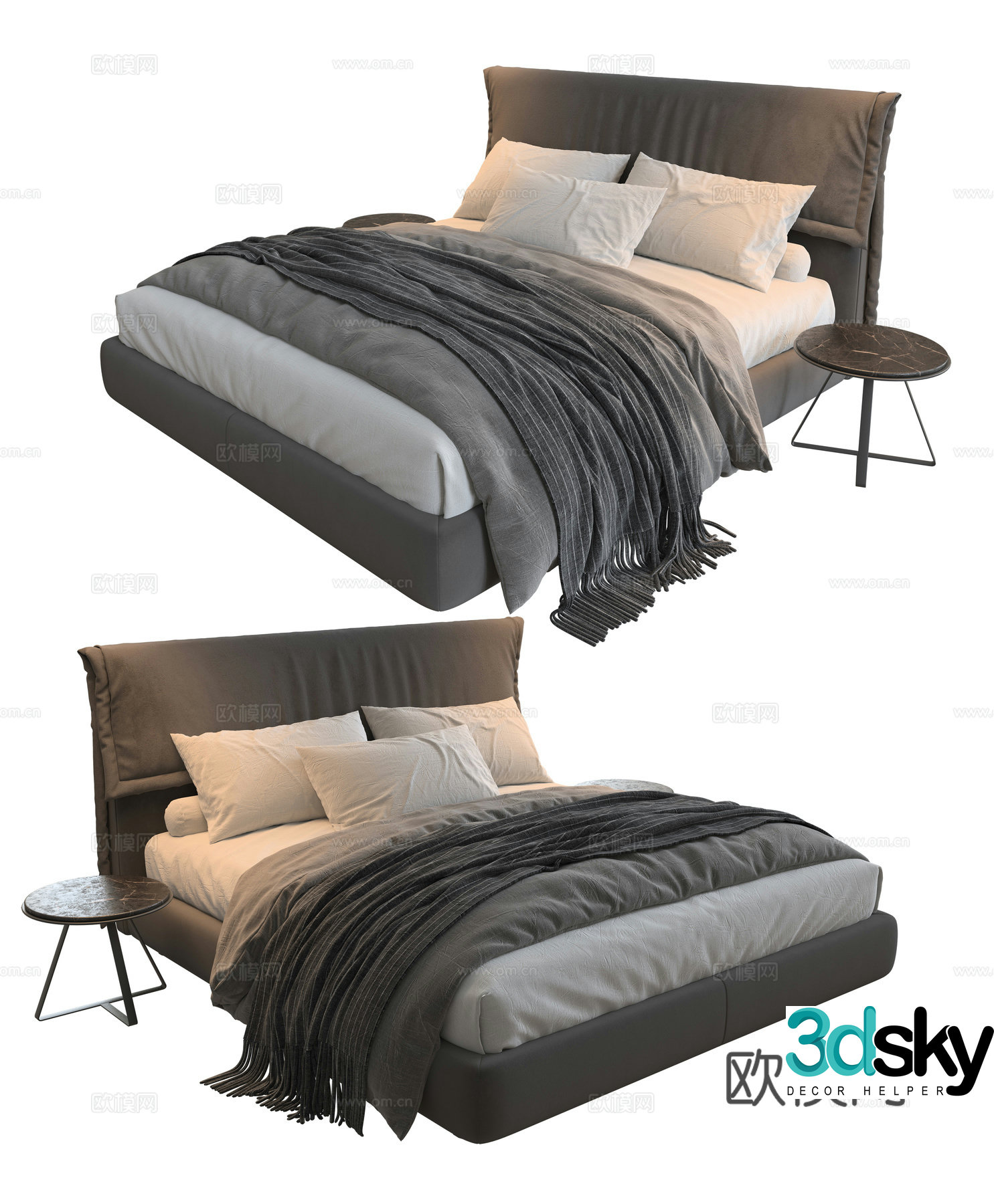 Modern double bed 3d model