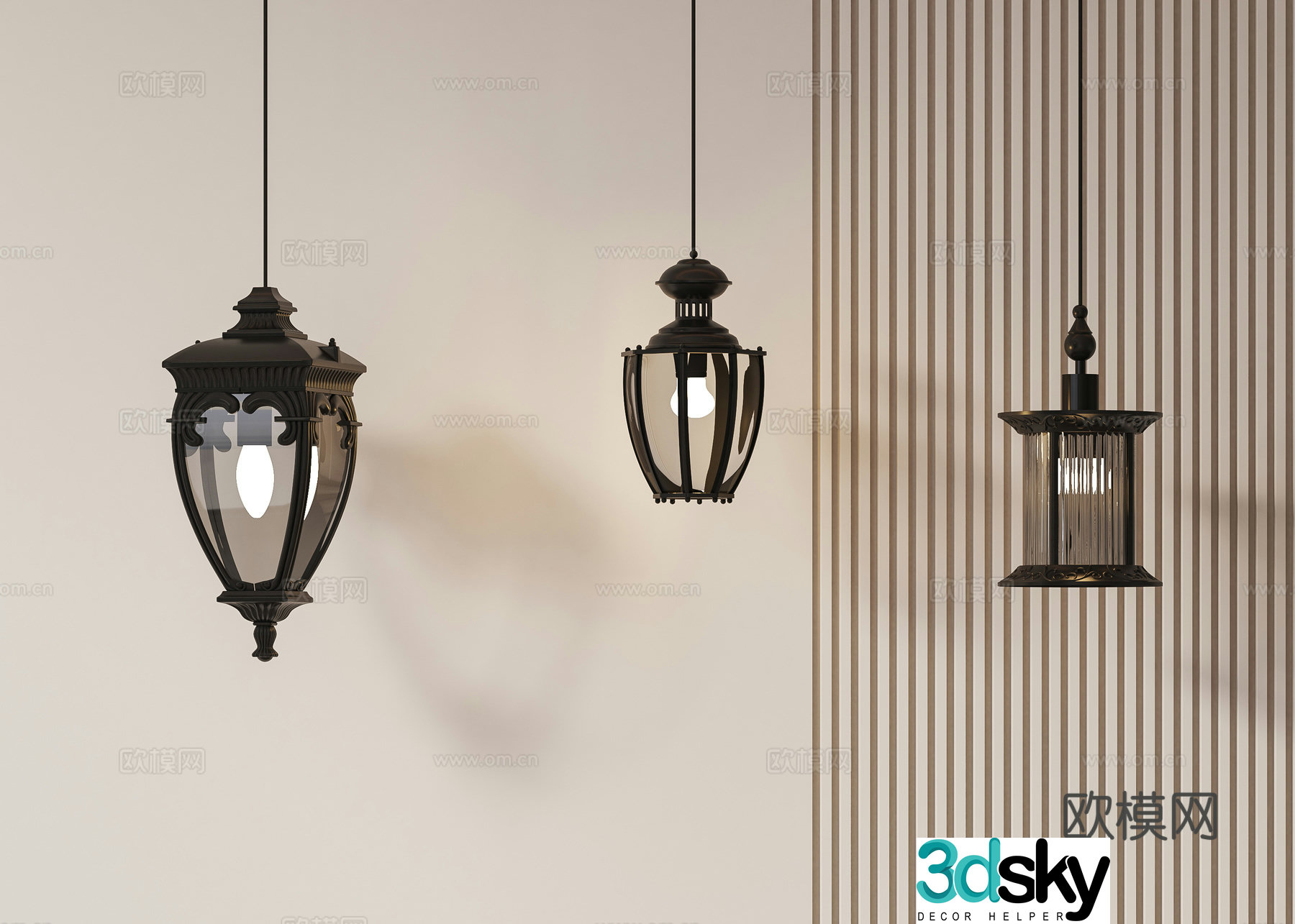 Retro style small chandelier 3d model