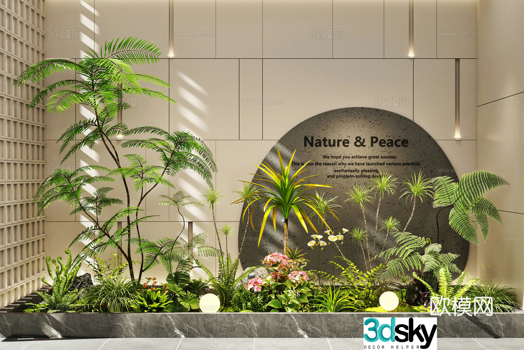 Modern interior landscape Landscape Garden landscape Plant pile Green plant combination Garden sketch 3D model