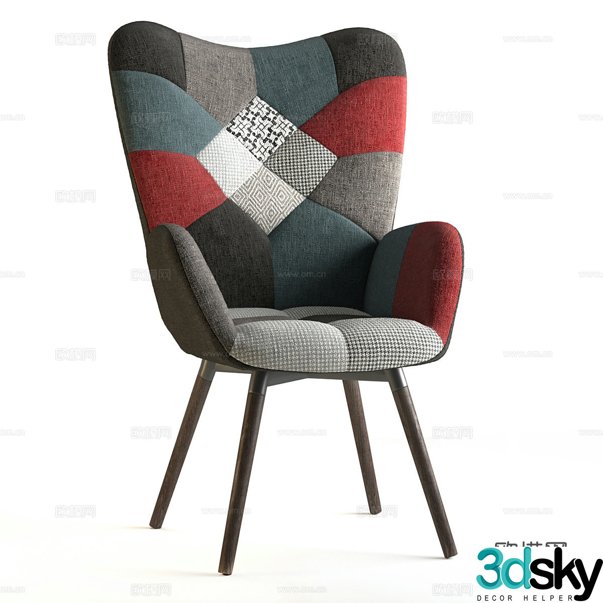 Modern Nordic chair armchair 3d model