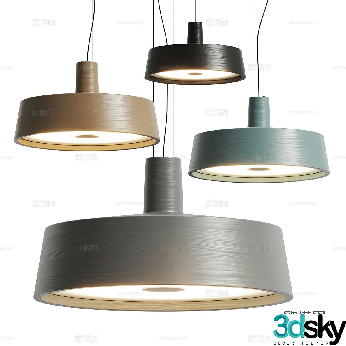Modern Italian light luxury solid wood decorative chandelier 3D model