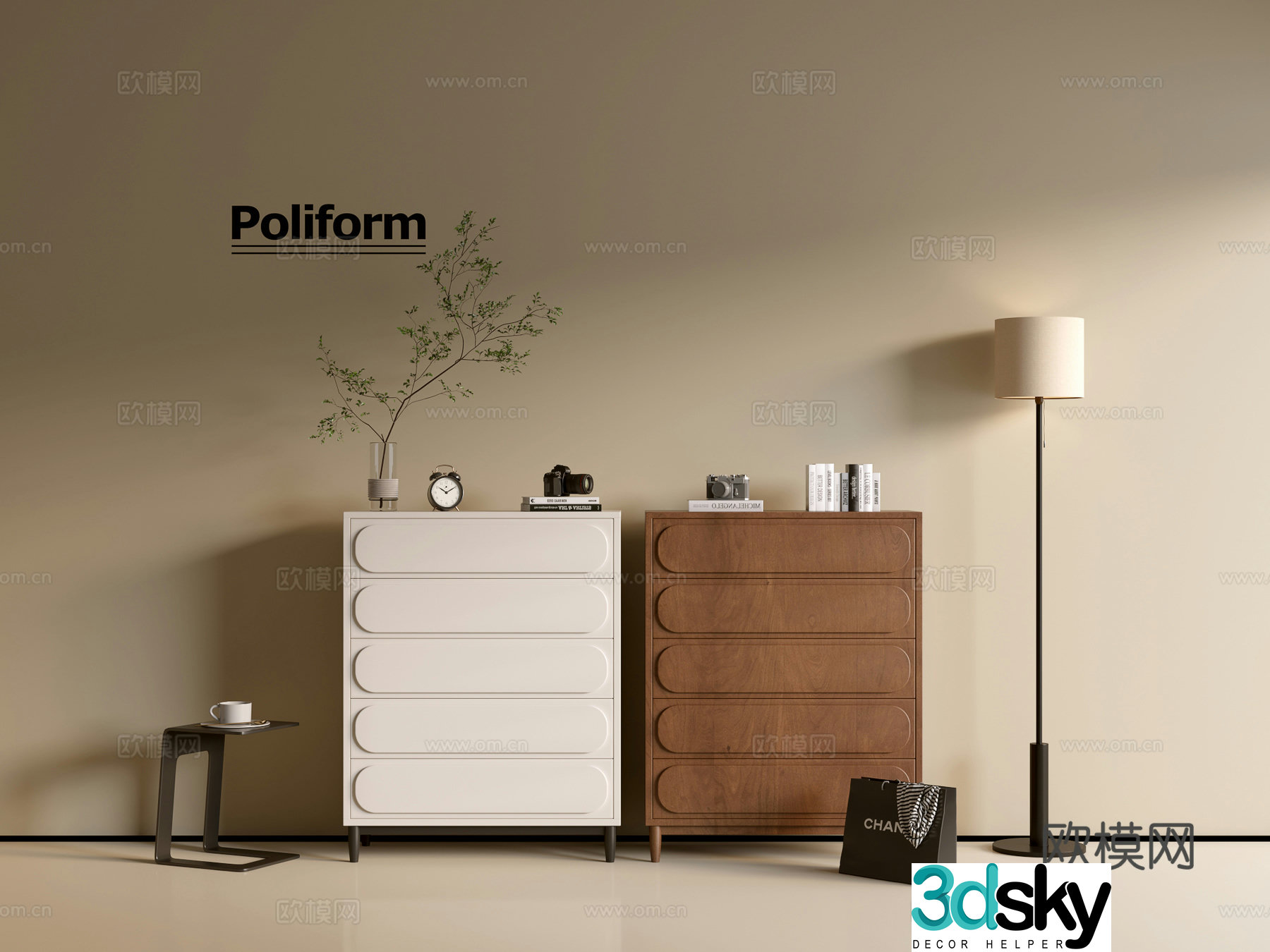 Modern wood grain cabinet ins wind minimalist wind cabinet whole cabinet sideboard balcony cabinet storage 3D model