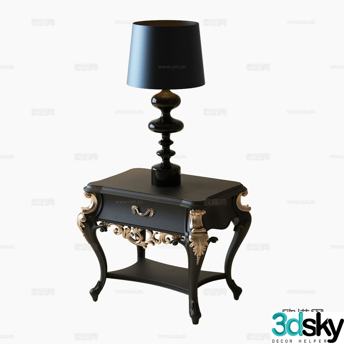 Bedside table French bedside table American bedside table desk lamp 3d model