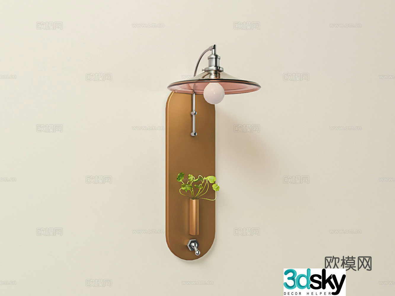 Chinese metal wall lamp 3D model