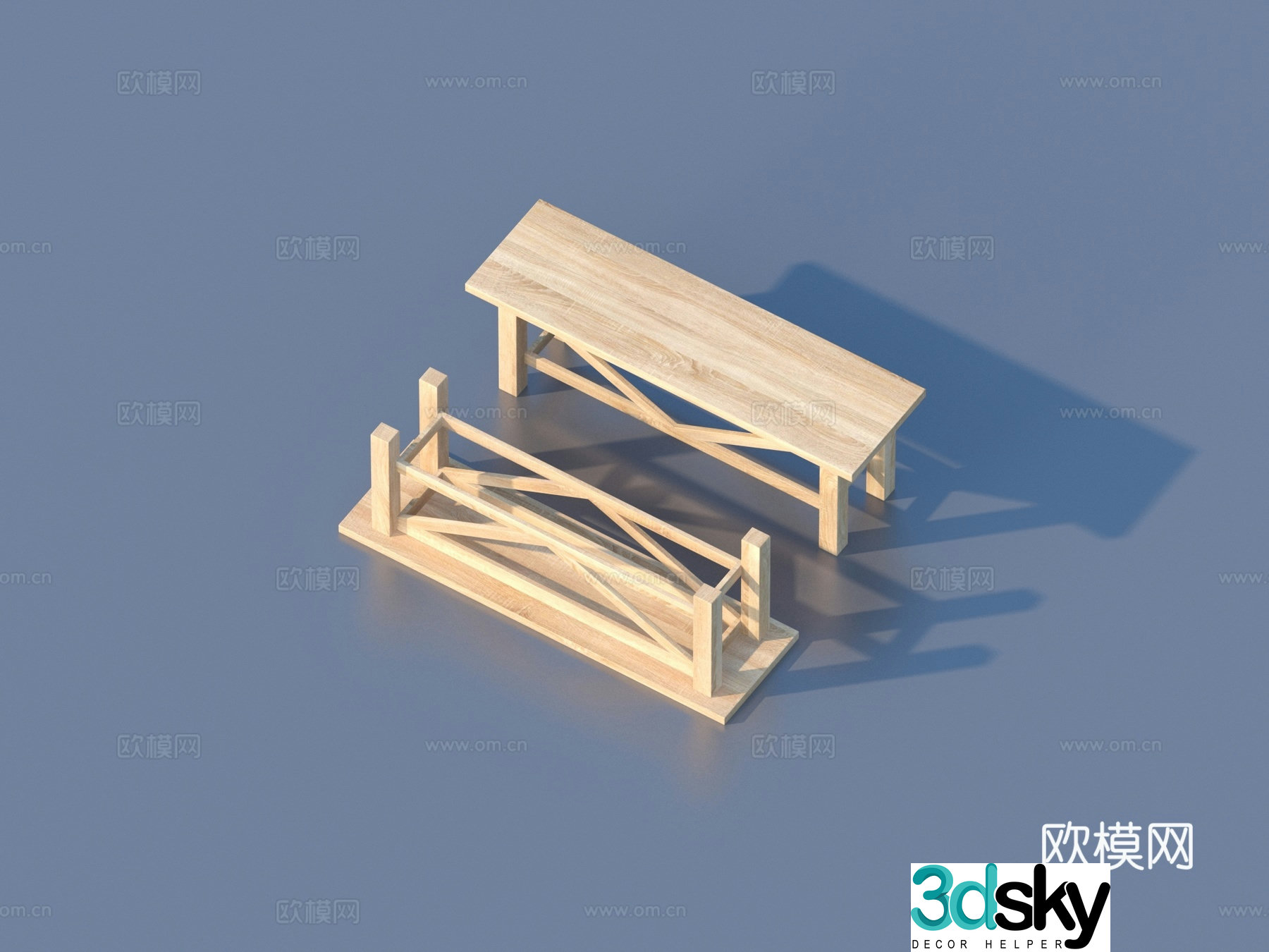 Bench bench stool solid wood stool 3d model