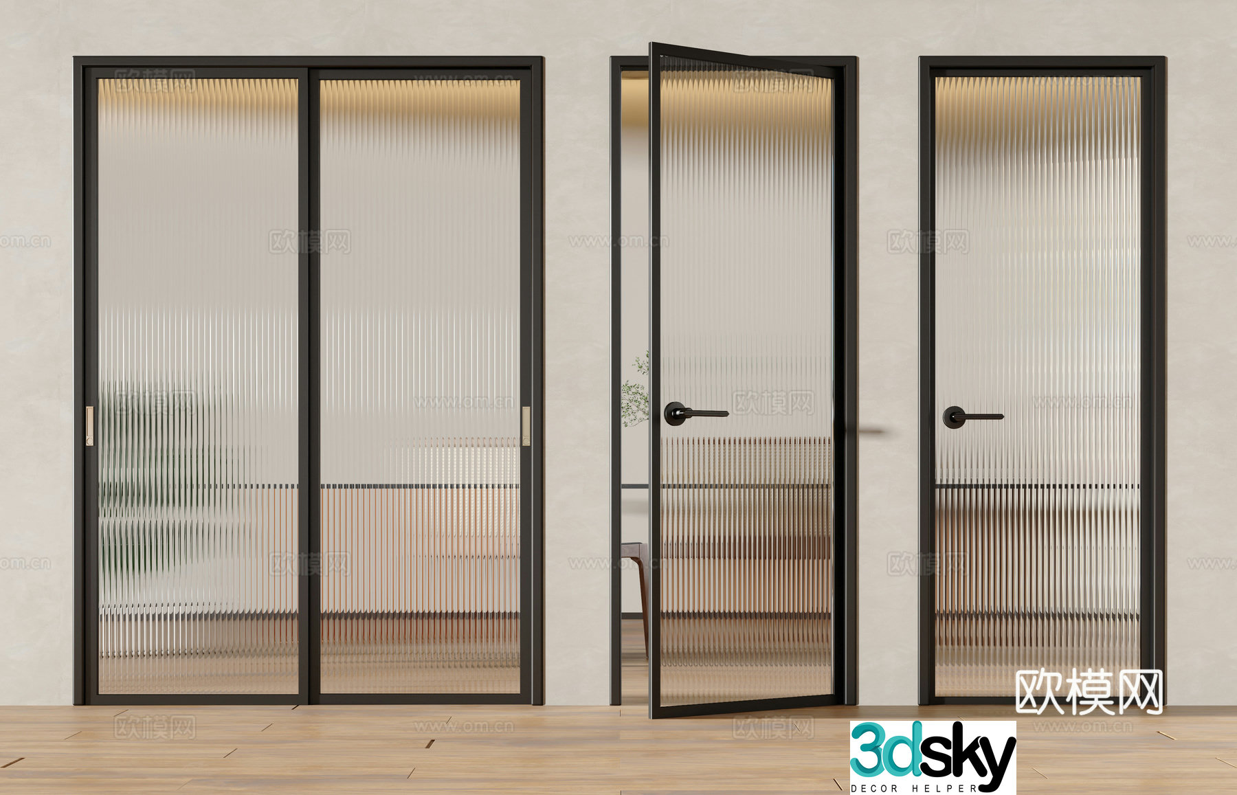 Modern glass door 3d model