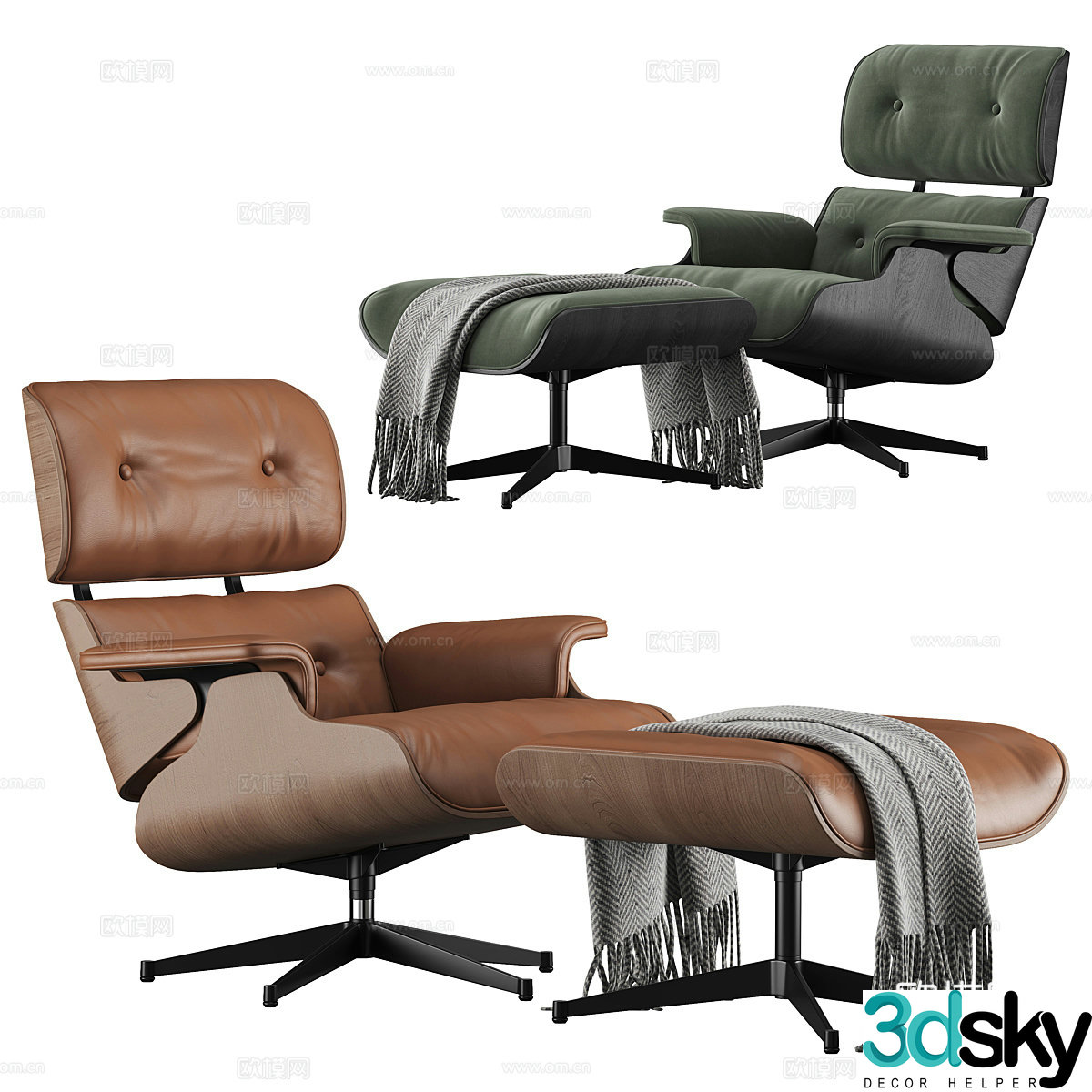 Modern Italian Eames lounge chair 3d model