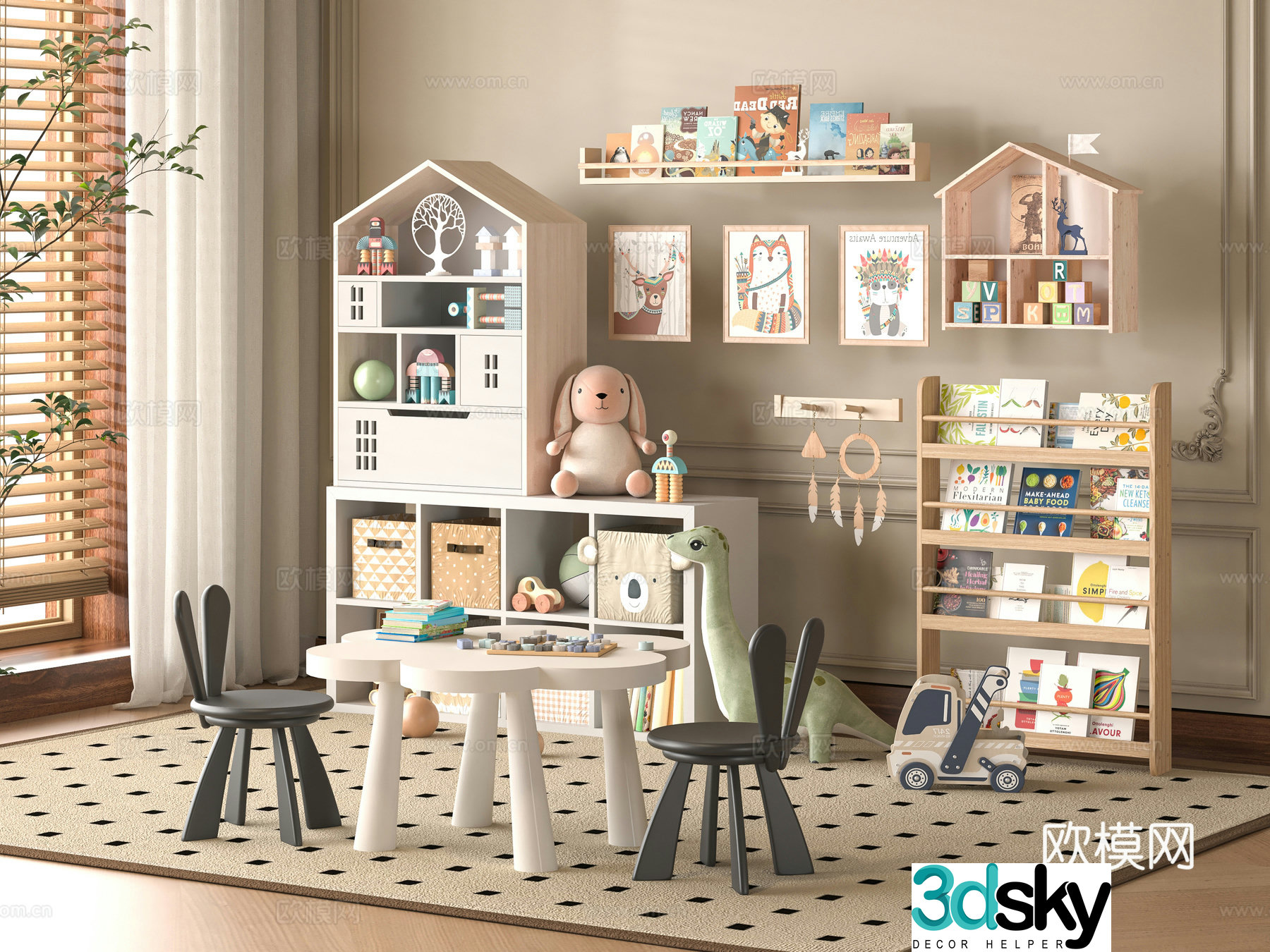 Modern children’s entertainment room 3d model