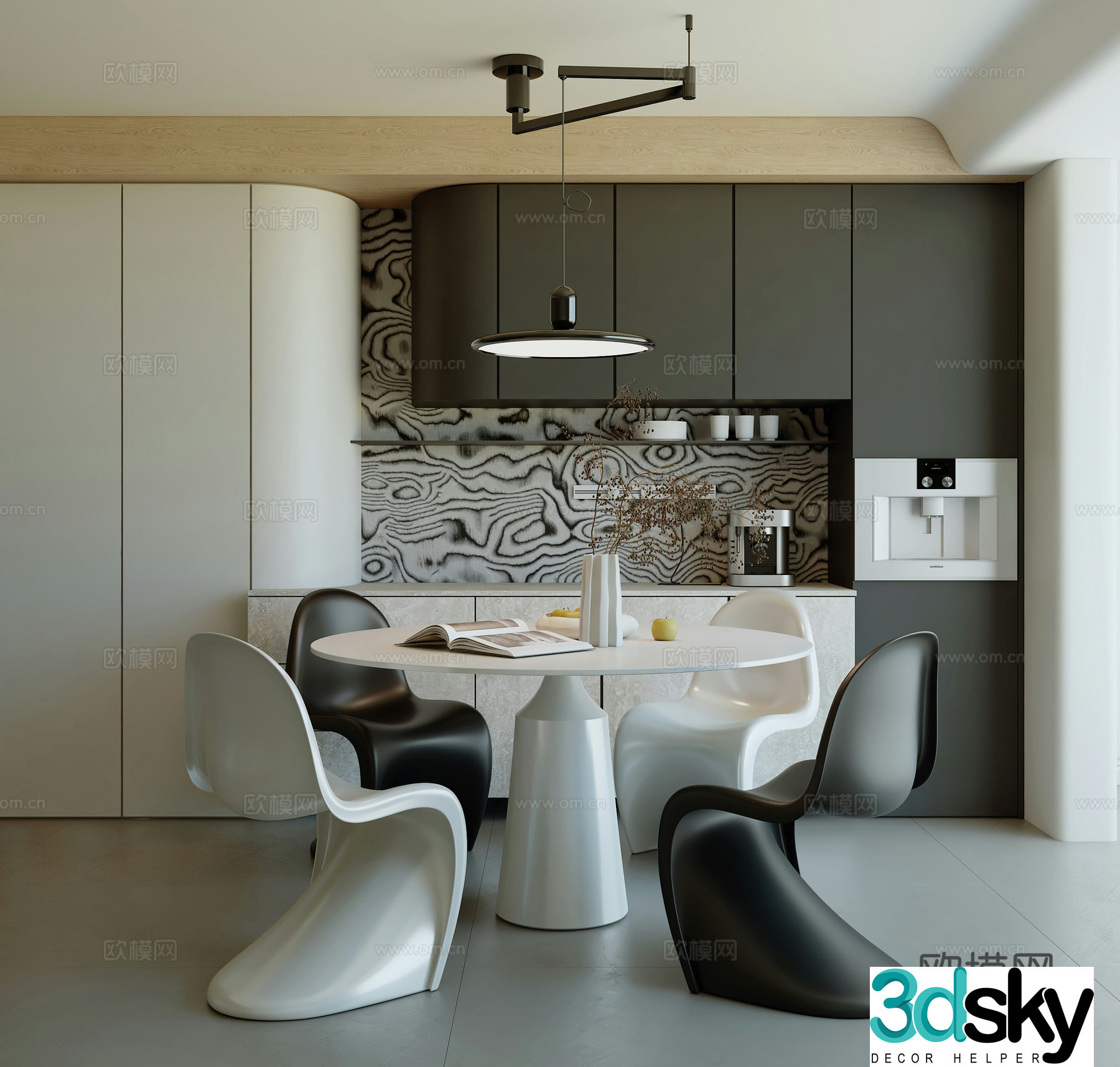 Modern minimalist restaurant 3d model