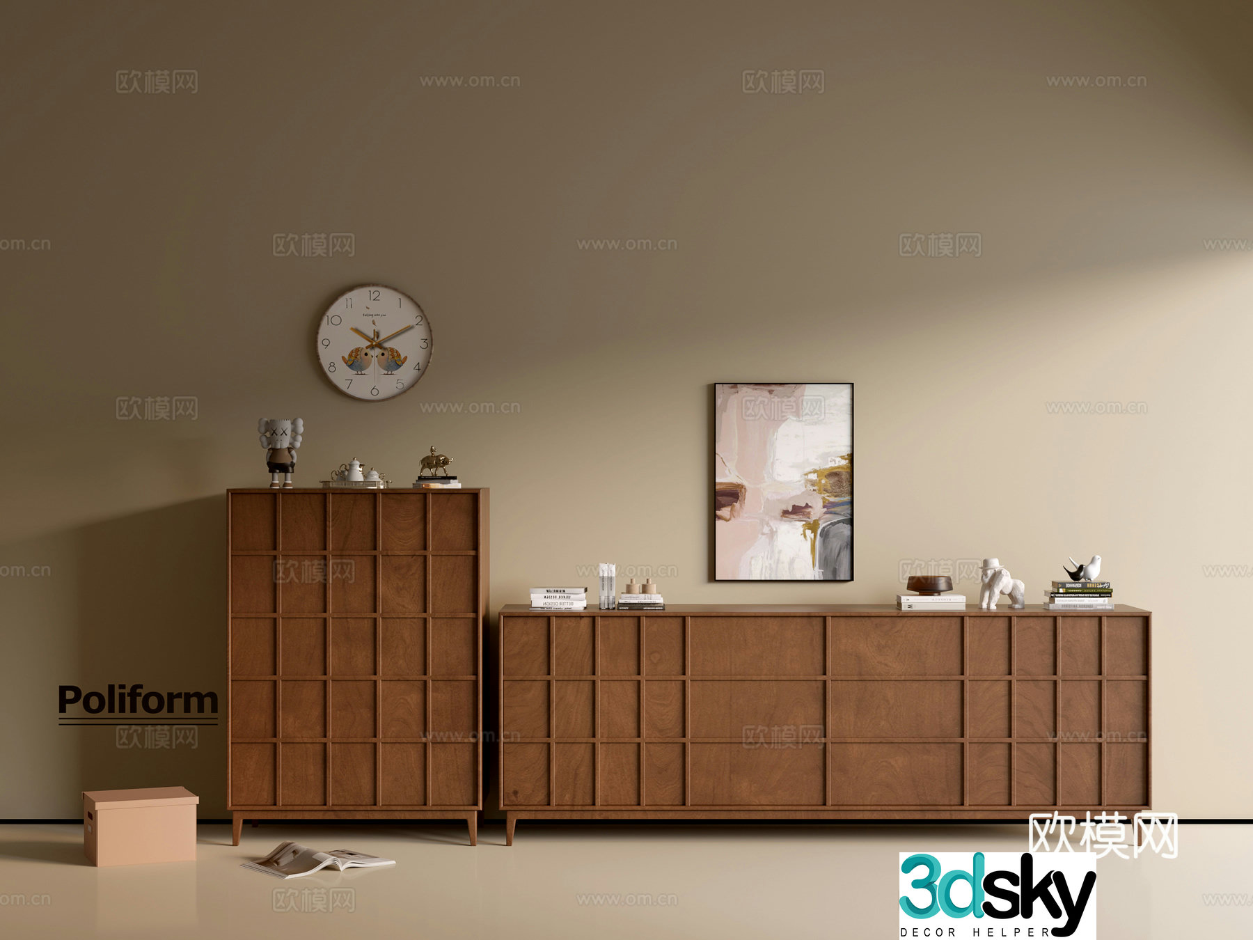 Modern wood grain cabinet ins wind minimalist wind cabinet whole cabinet sideboard balcony cabinet storage 3D model